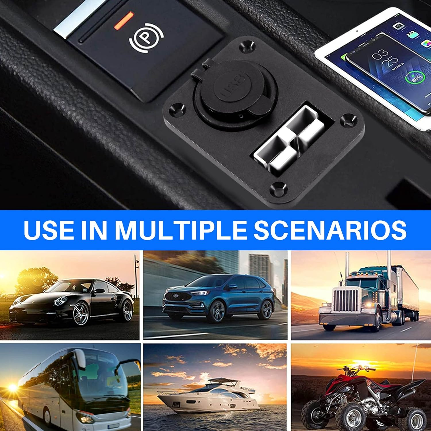 5V 4.2A Dual 2USB Charger Socket Adapter Power Outlet for 12V 24V Car Motorcycle(Blue) image number 2