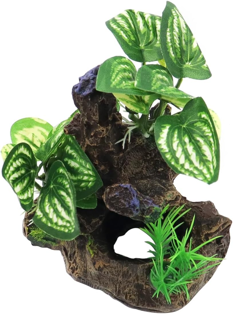 NUZAMAS Fish Tank Landscaping Ornaments Aquarium Plants Fish Tank Decorations Fish Hide Cave Plastic Artificial Plant Goldfish Waterscape Fish Hides Snake Tank