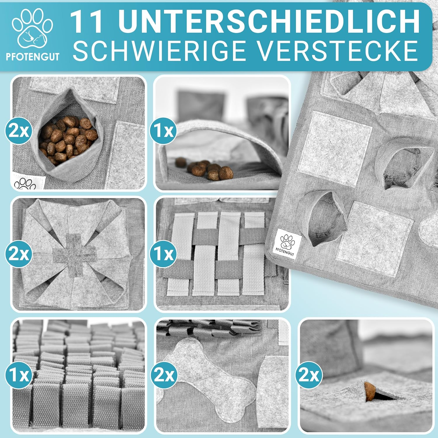 PFOTENGUT&reg; Interactive Sniffing Rug for Dogs - Intelligence Toy for Dogs - Sniffing Mat Dog - Dog Sense of Smell Training Mat - Dog Toy with 3 Levels - Sniffing Training Dog image number 1