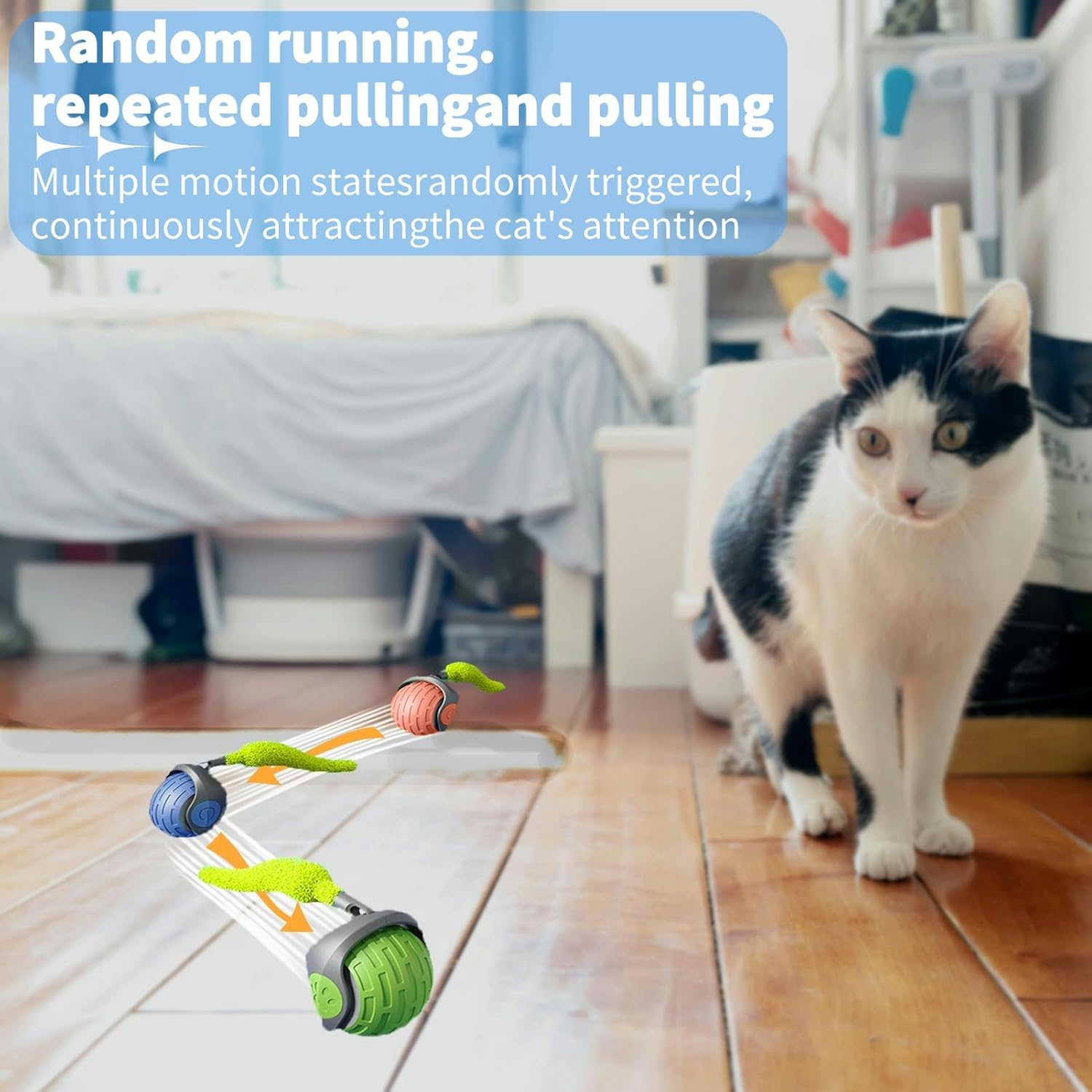 Interactive Cat Ball Toy for Indoor Cats &ndash; 2025 Upgraded Smart Rolling Ball, Adjustable Speed & Long Battery Life, Automatic Moving Cat Toy with LED Lights for Active & Playful Cats(Green) image number 1