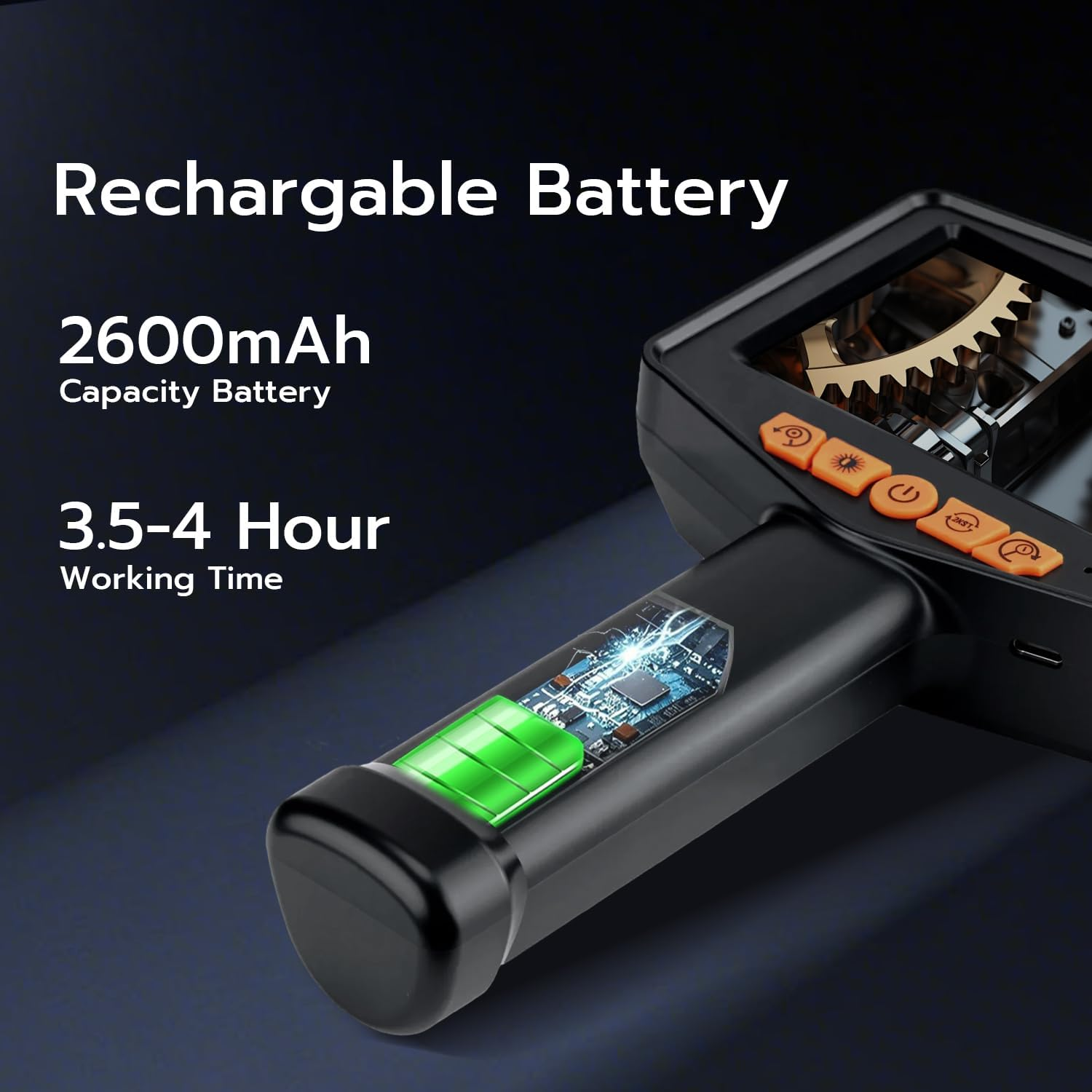 Mcbazel Dual Lens Endoscope Camera with Light,Ip67 Waterproof 4.3" IPS HD Borescope Camera,1080P USB Drain Inspection with 3X Zoom & Adjustable LED for Pipe/Car/Machine image number 3