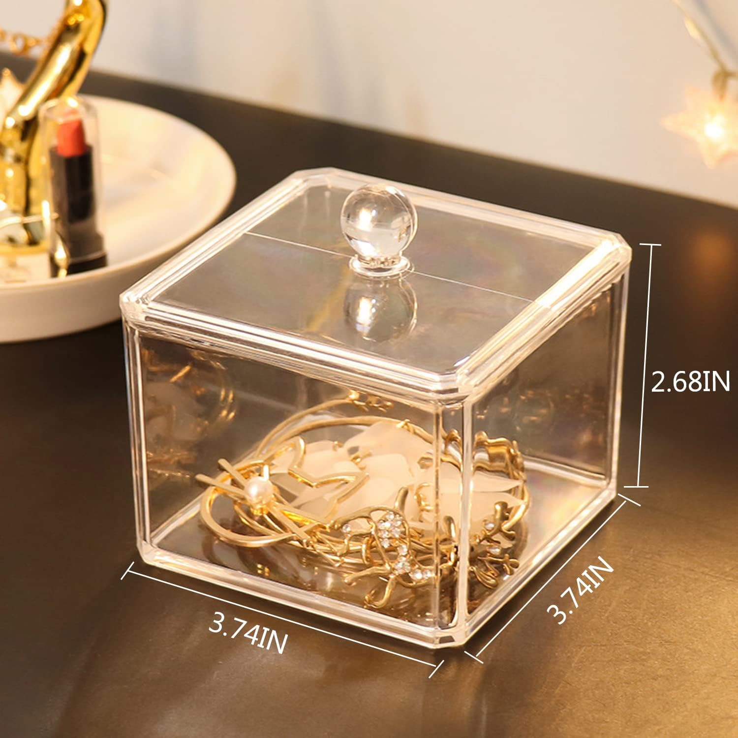 ZEQIDOU Hair Accessories Organizer, Tie Organizer for Girls, Acrylic Accessory Holder, Ponytail and Scrunchie Storage Container, Clear 3 Stackable Holder with Lids for Organizing