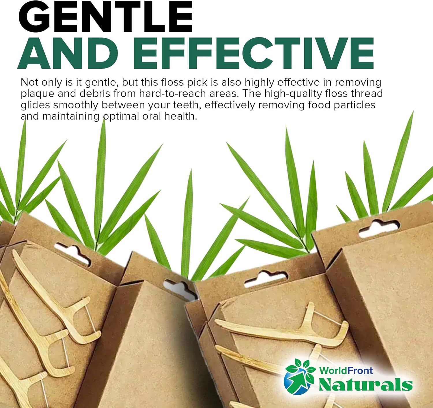 Naturals Eco-Friendly Biodegradable Floss Sticks- Sustainable Bamboo Dental Flosser with Toothpick & Corn Starch Picks for Gentle Oral Care and Fresh Breath - Plastic-Free and Zero Waste image number 3