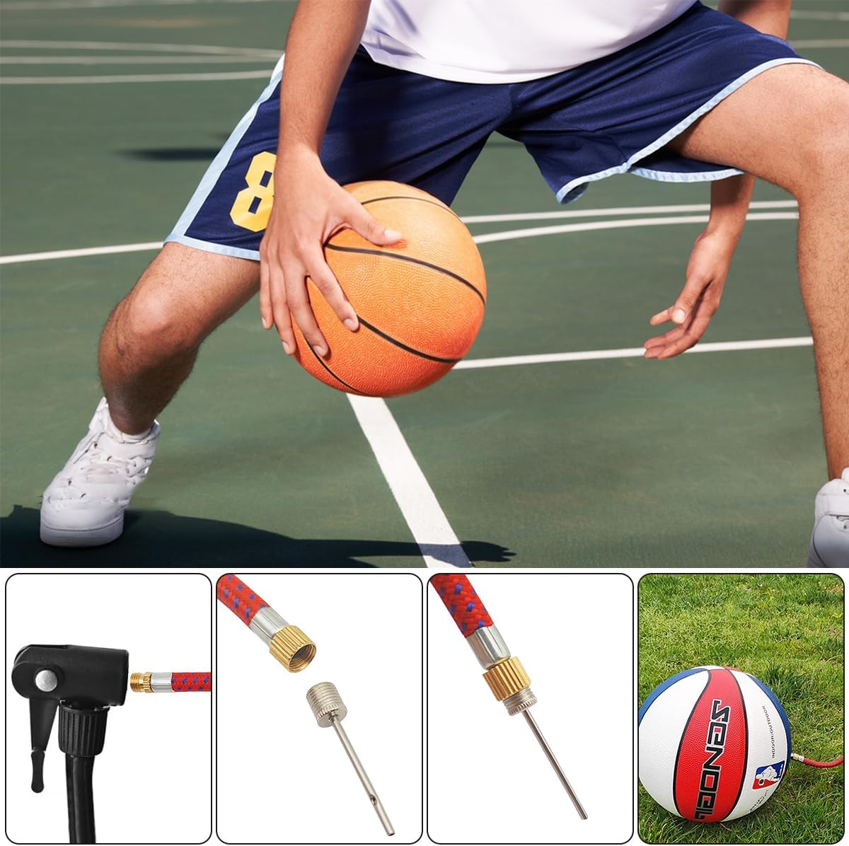 40 Pack Ball Pump Inflation Needle, Stainless Steel Air Pump Needle, with a Pump Needle Adaptor Hose, Inflate Pump Needle for Football Basketball Soccer Volleyball Rugby and Other Sports Balls image number 6