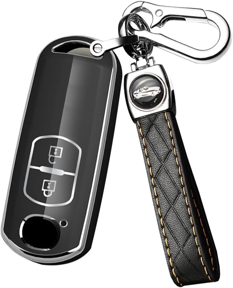 Ontto TPU Car Key Fob Cover Fit for Mazda 2 3 5 6 CX-5 CX-7 CX-9 CX-3 CX-4 CX-4 MX5 2015-2017 Remote Key Case Shell Key Holder Bag Keychain Keyring Protector 2 Buttons Accessories Light-Purple B