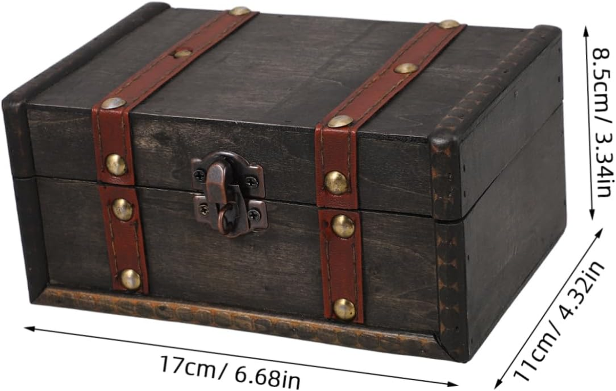 Timber Treasure Chest Vintage Decorative Storage Box Locking Lid for Jewelry image number 3