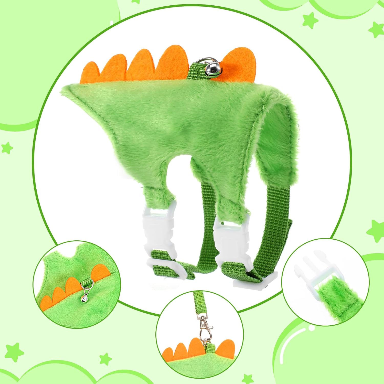 YBEATY Ferret Harness and Leash Set Small Animals Vest Harness with Safe Bell Dinosaur Shaped Leash Set for Baby Rabbit Guinea Pig Teacup Chihuahua Mouse and Other Small Pet image number 1