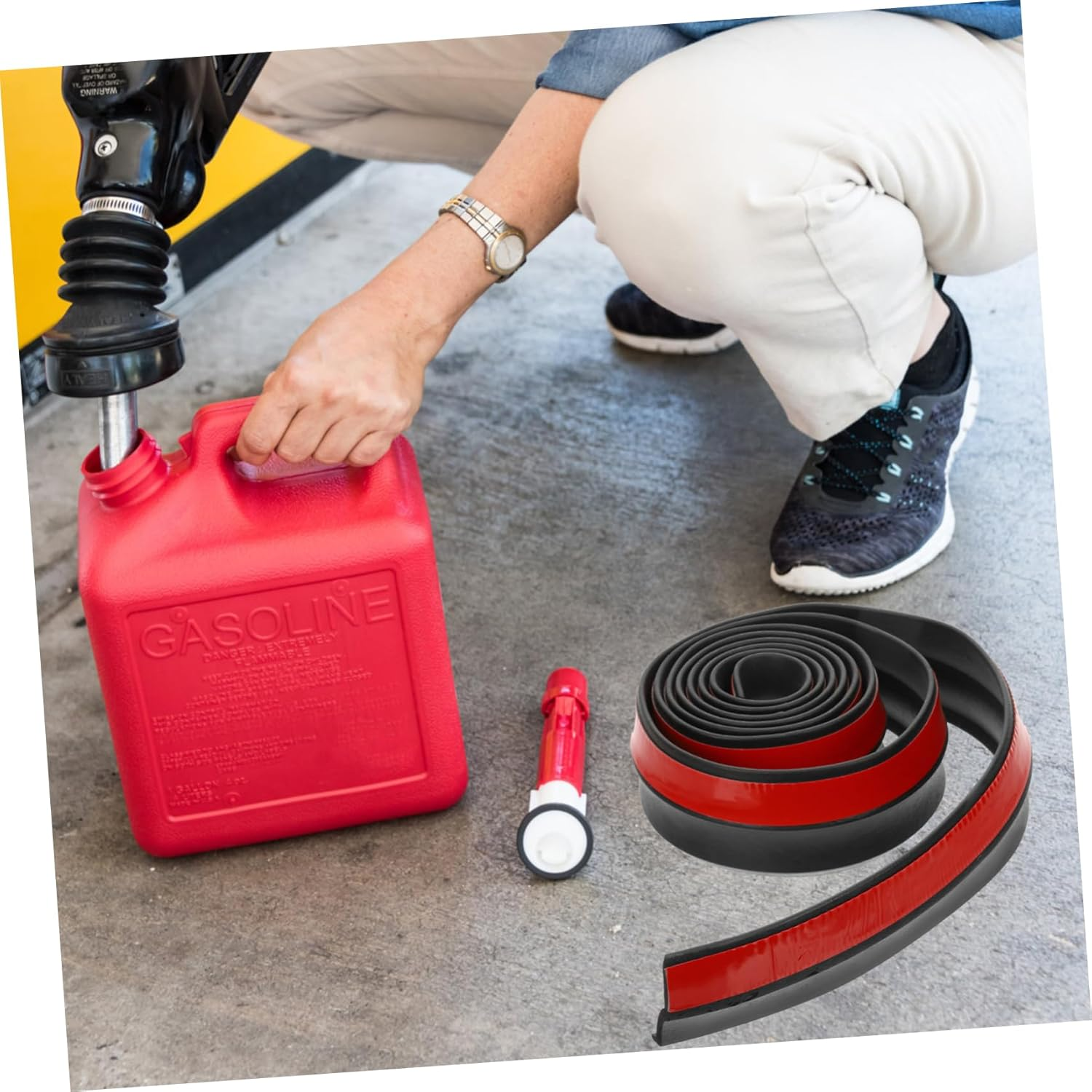 DOITOOL Self-Adhesive Rubber Strip Rubber Gasket Material Roll for DIY Sealing Weather Stripping Warehouse Flooring Protection image number 1