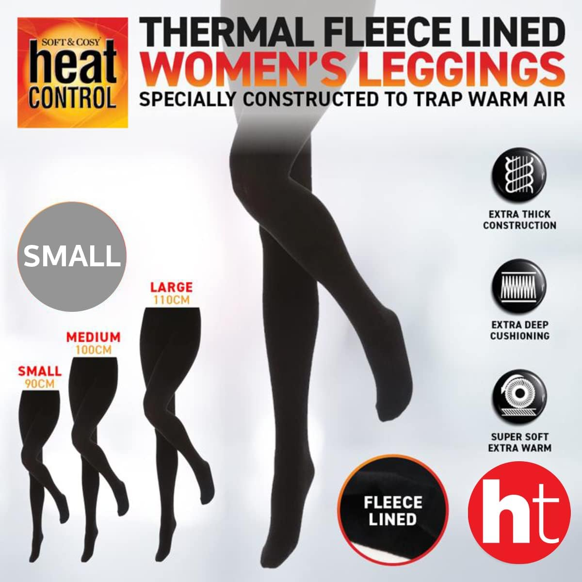 [2Pairs] Soft and Cosy Heat Control Thermal Fleece Lined Leggings for Womens, Keep Legs Warm and Cozy in Winter, Black