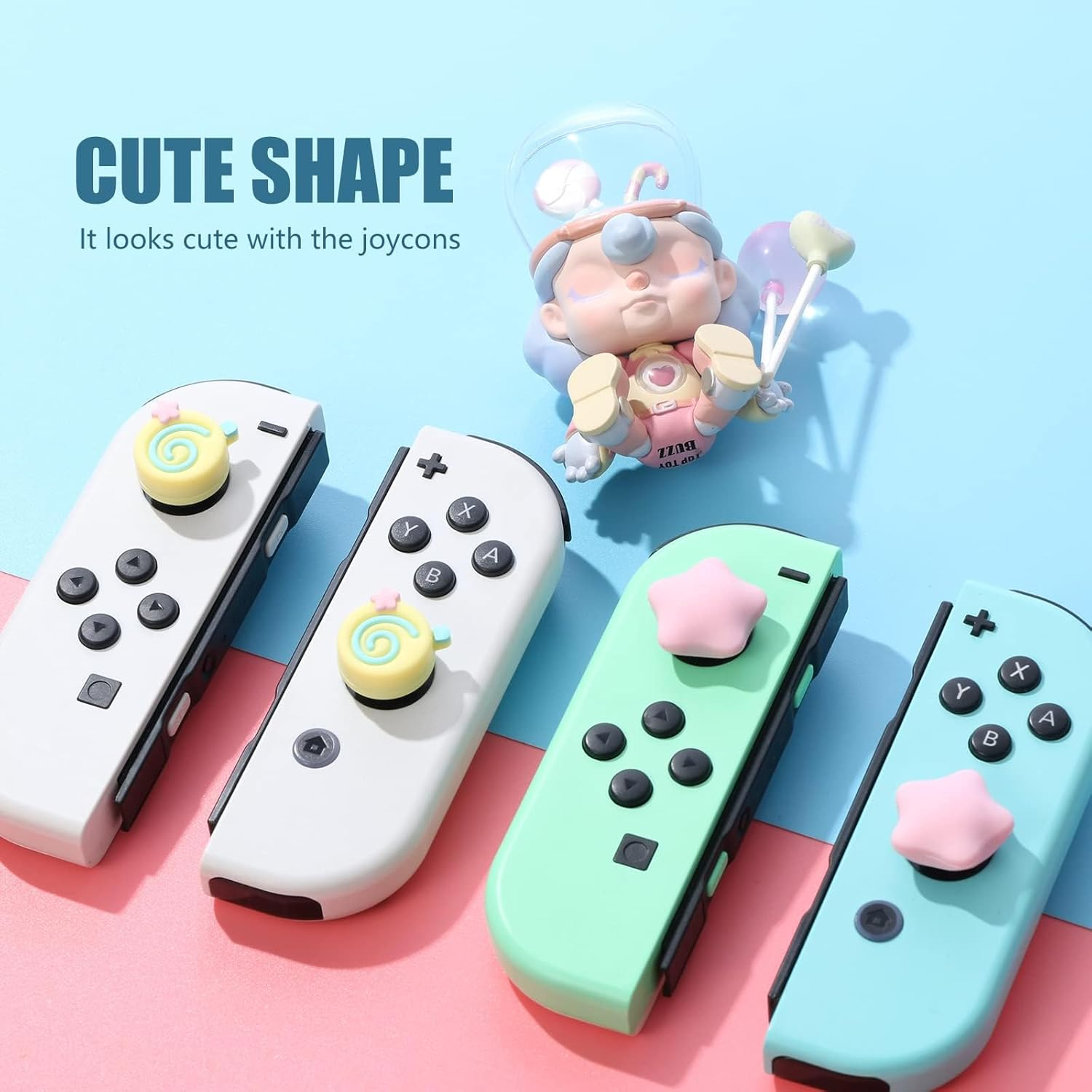 Cute Pink Thumb Grips, Soft Joystick Cover Compatible with Nintendo Switch, OLED, and Lite image number 2