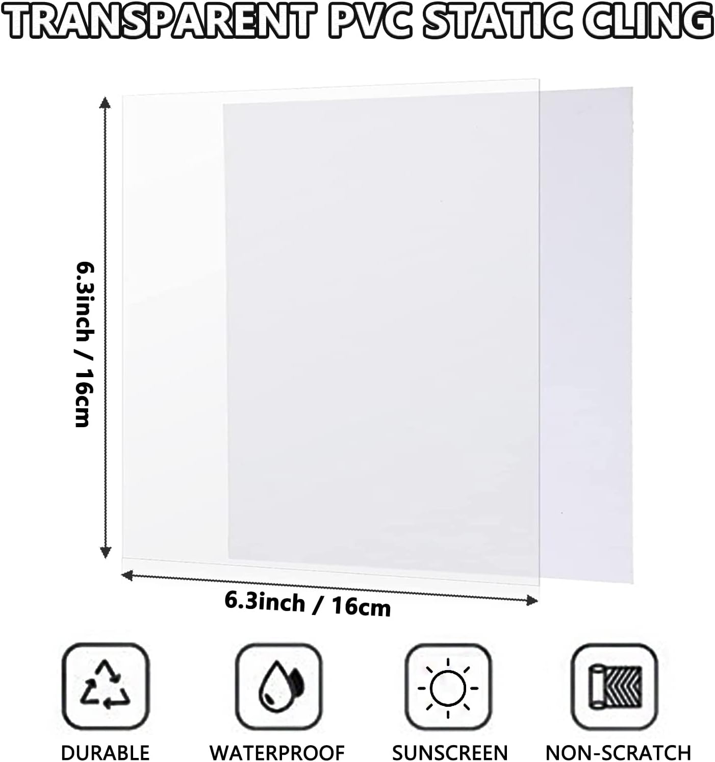 Car Window Static Cling Film - Windshield Sticker Applicator, Clear Decals for Cars, Parking Permit Inspection Holder, 12PCS 6.3''&times;6.3'' image number 4