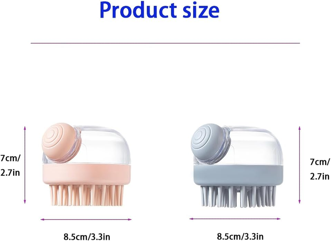 Dog Bath Scrubber Brush, Pet Dog Grooming Massage Shampoo Bath Brush with Soap and Shampoo Dispenser Soft Silicone Bristle for Long Short Haired Dogs Cats Shower 2 PCS