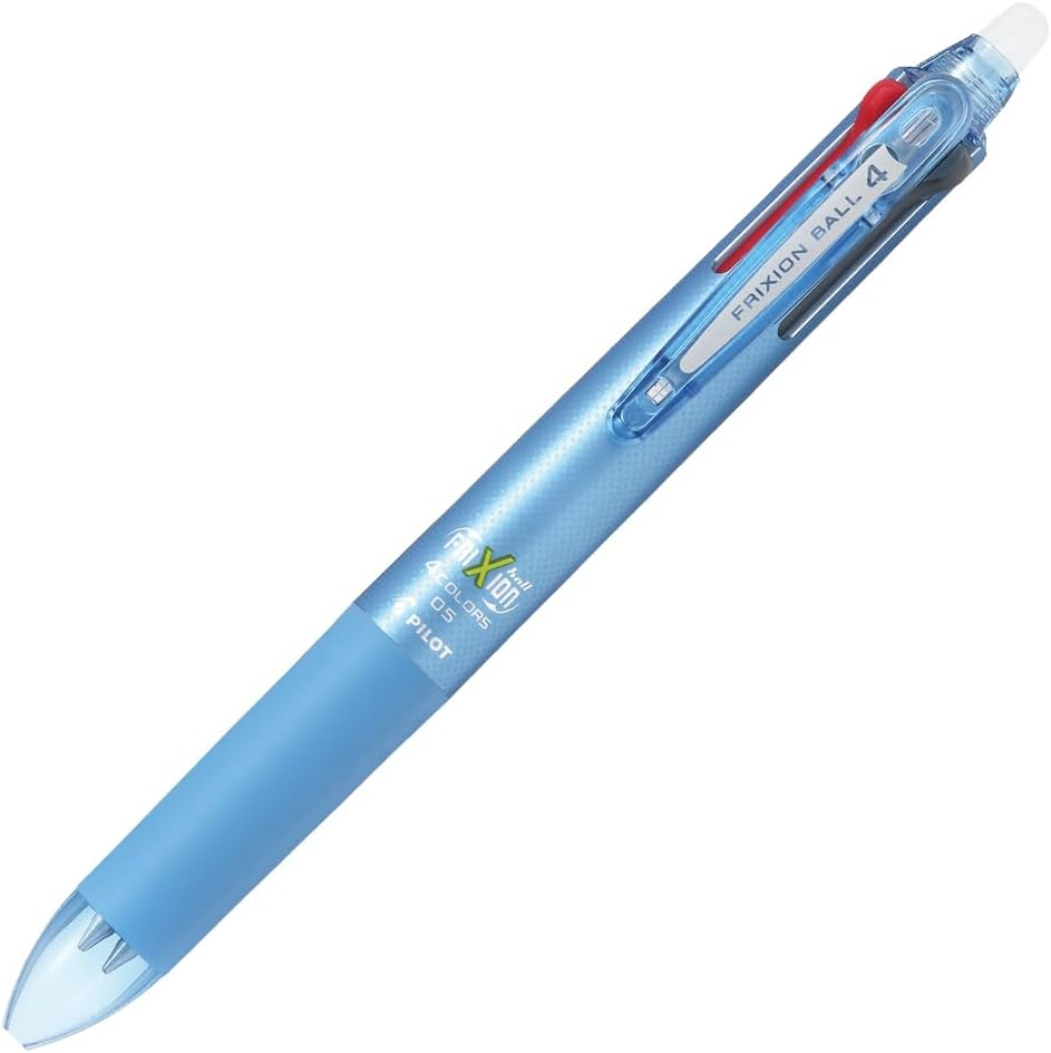 Pilot Frixion 4 Color Ballpoint Pen, Light Blue Body (LKFB-80EF-LB) image number 3