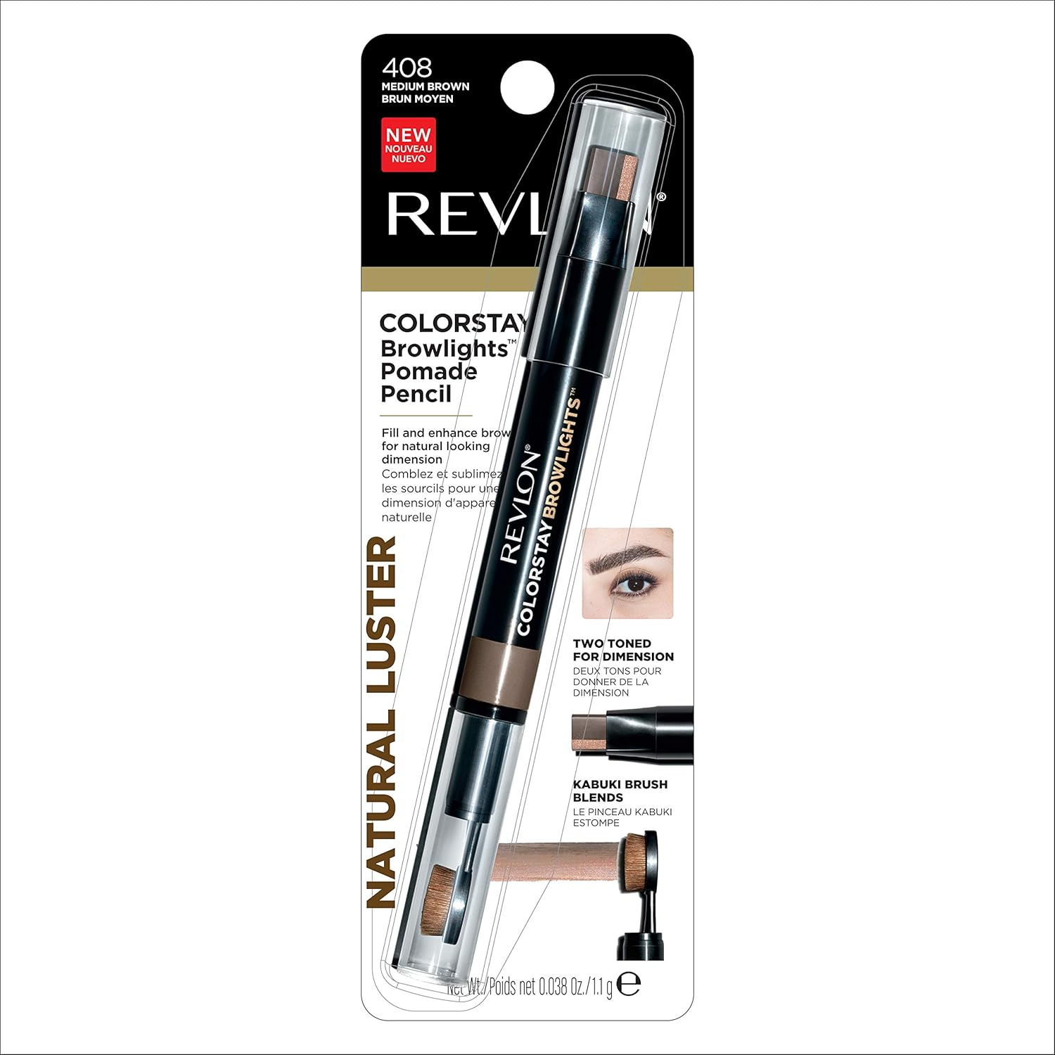 Revlon Colorstay Browlights Pencil, Eyebrow Pencil & Brow Highlighter, Medium Brown, 0.038 image number 3