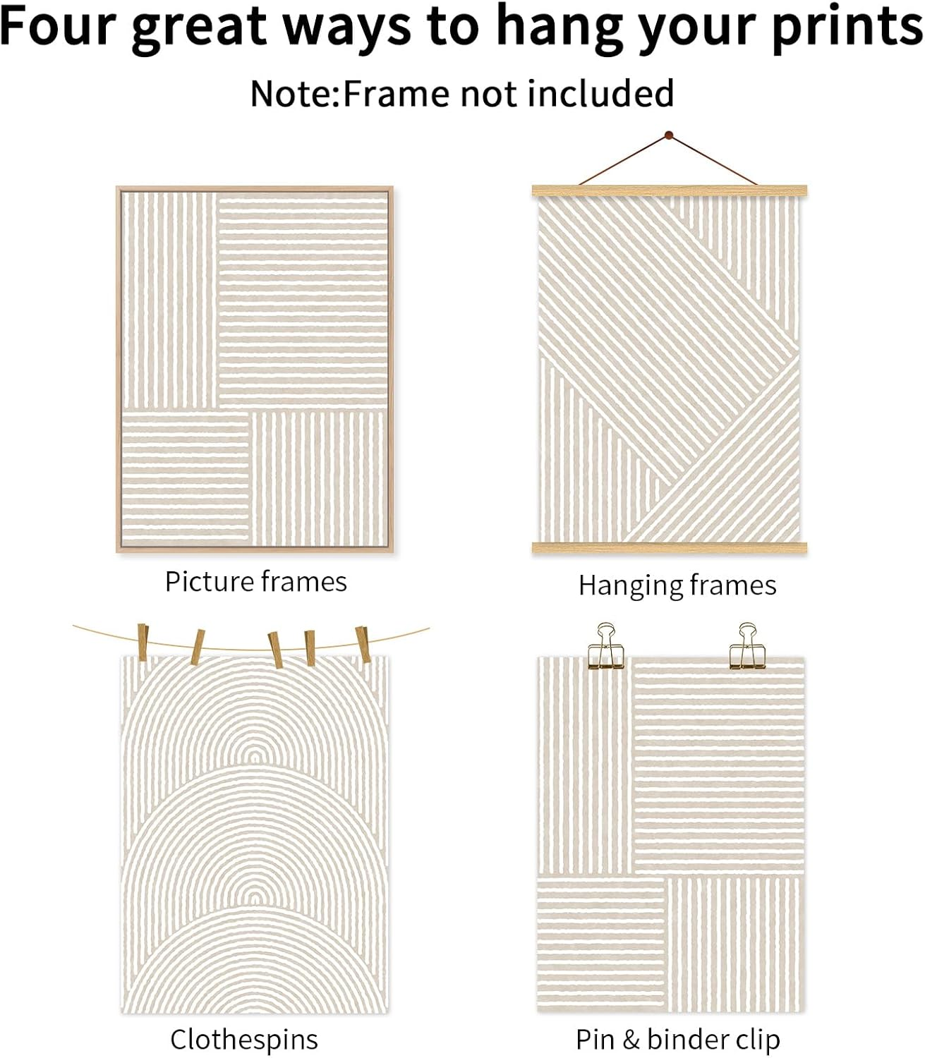 Beige Abstract Wall Art Pictures Set of 3 Boho Modern Canvas Wall Decor Neutral Line Wall Art Minimalist Art Abstract Beige Prints Painting Modern Artwork for Living Room Bedroom 16X24 Inch Unframed image number 3