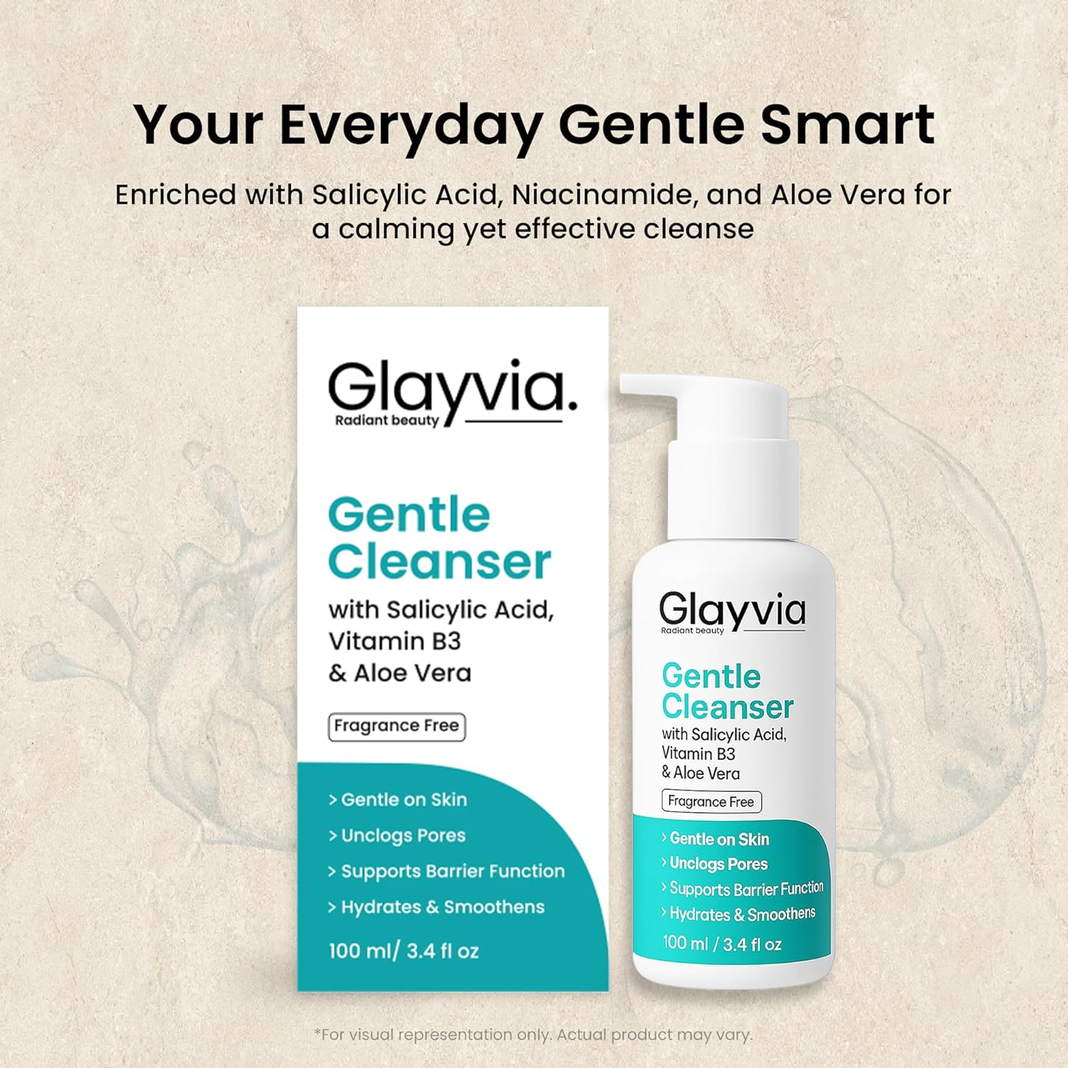 Glayvia Gentle Cleanser &ndash; Salicylic Acid (BHA) + Niacinamide + Aloe &ndash; Fragrance-Free, Ph-Balanced Daily Face Cleanser image number 4