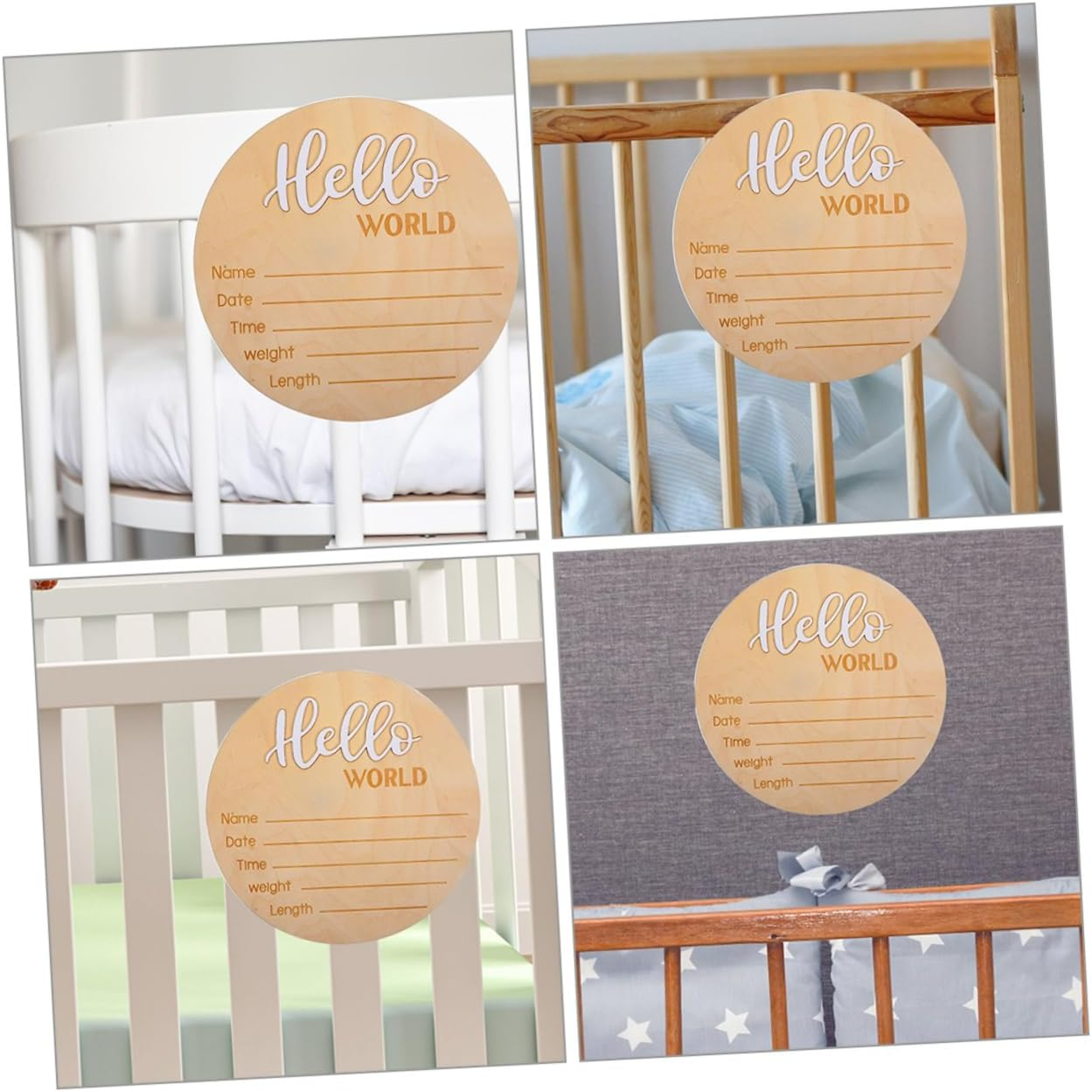 INOOMP 2Pcs Wooden Name Sign for Nursery Decor Birth Announcement Sign Newborn Name Photo Prop image number 4