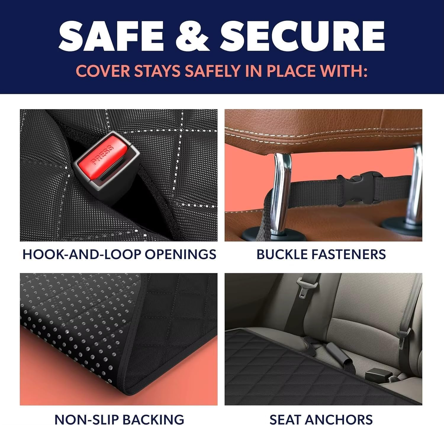 INDCAN IMPORT - Dog Car Seat Cover for Back Seat | Waterproof & Scratchproof Pet Hammock | Nonslip, Universal Fit for Cars, Suvs & Trucks | Easy to Install & Clean. image number 5