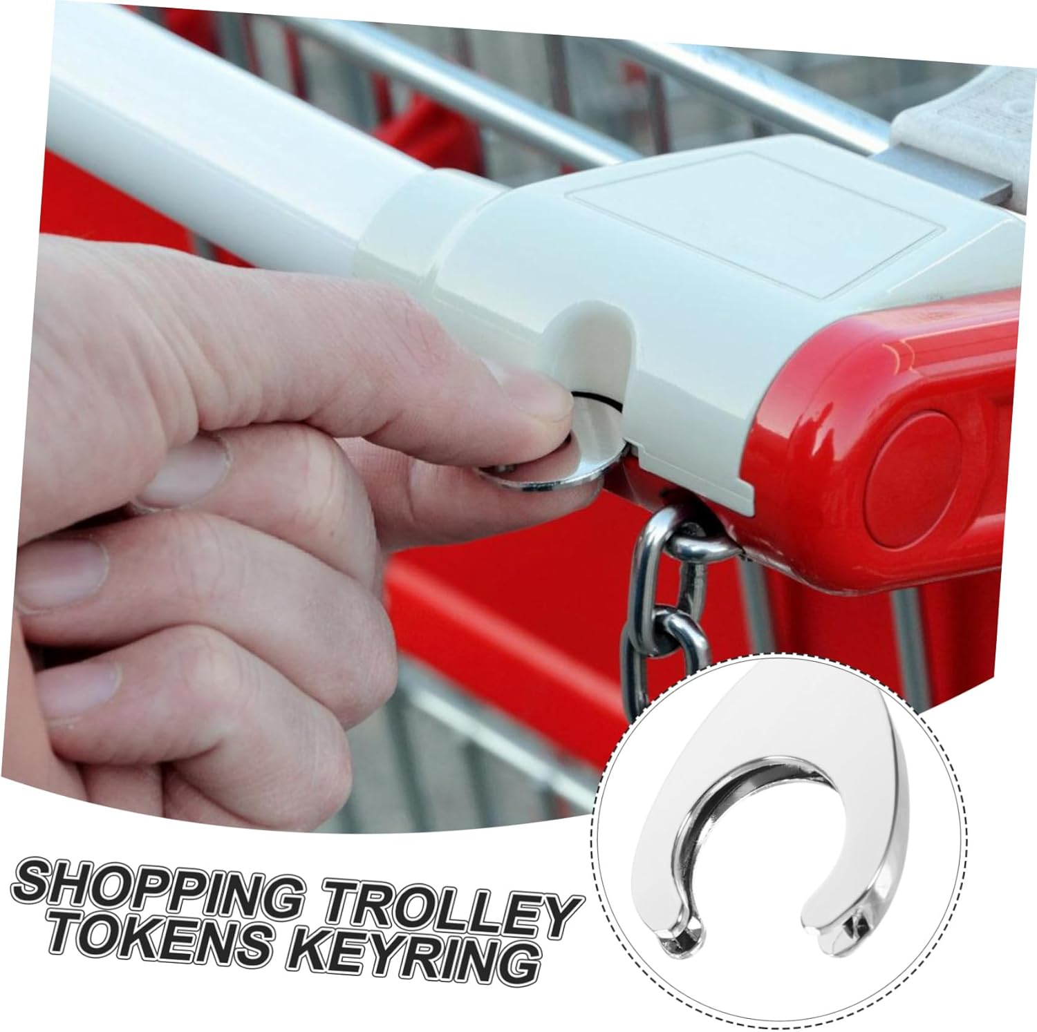 Veemoon 2Pcs Metal Keychain Trolley Coin Key Ring Portable Shopping Cart Token Holder Hanging Trolley Remover Keychain image number 3
