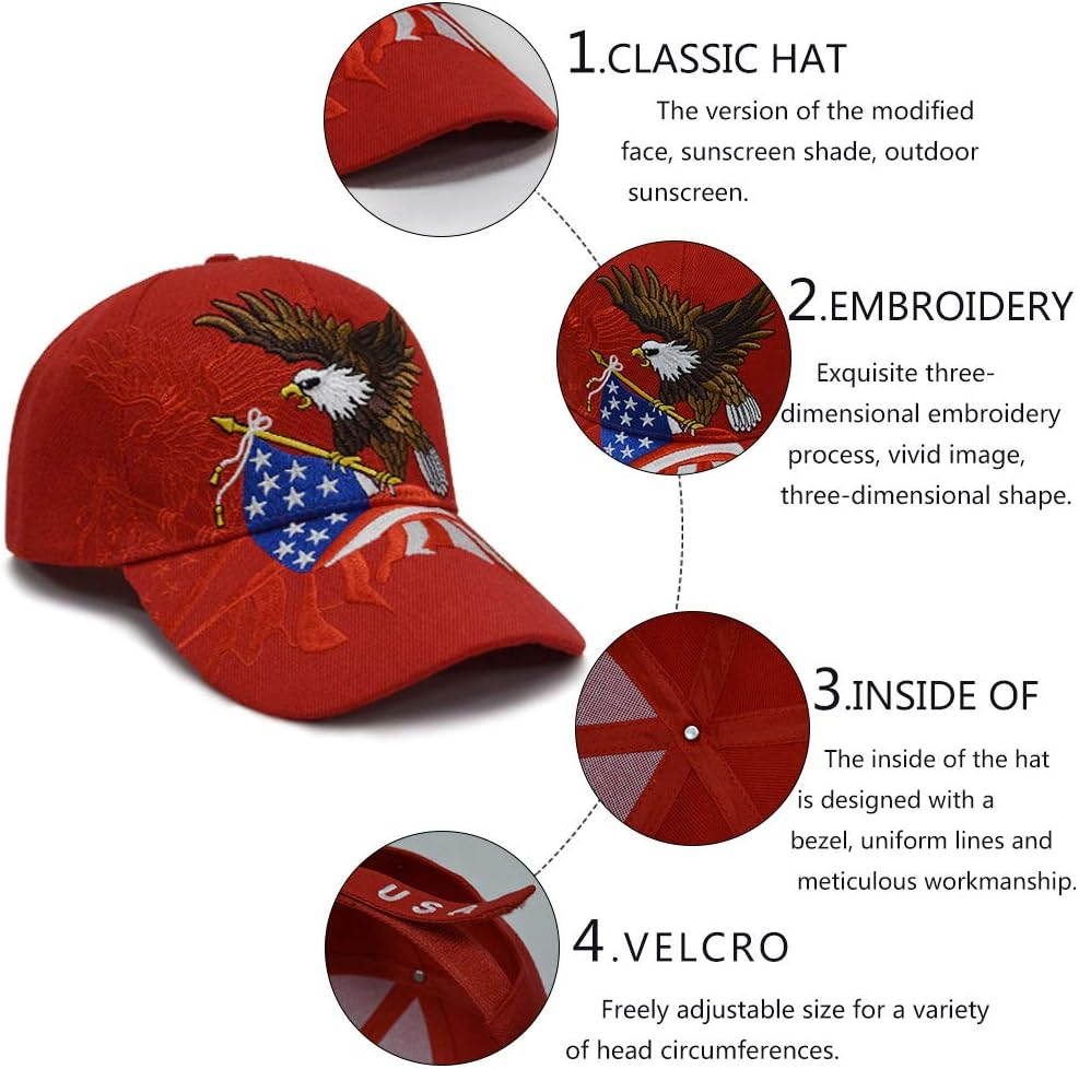 DISHIXIAO USA Baseball Cap Polo Style Adjustable Embroidered Dad Hat with American Flag for Men and Women - 2.Trump 2020-Red image number 4