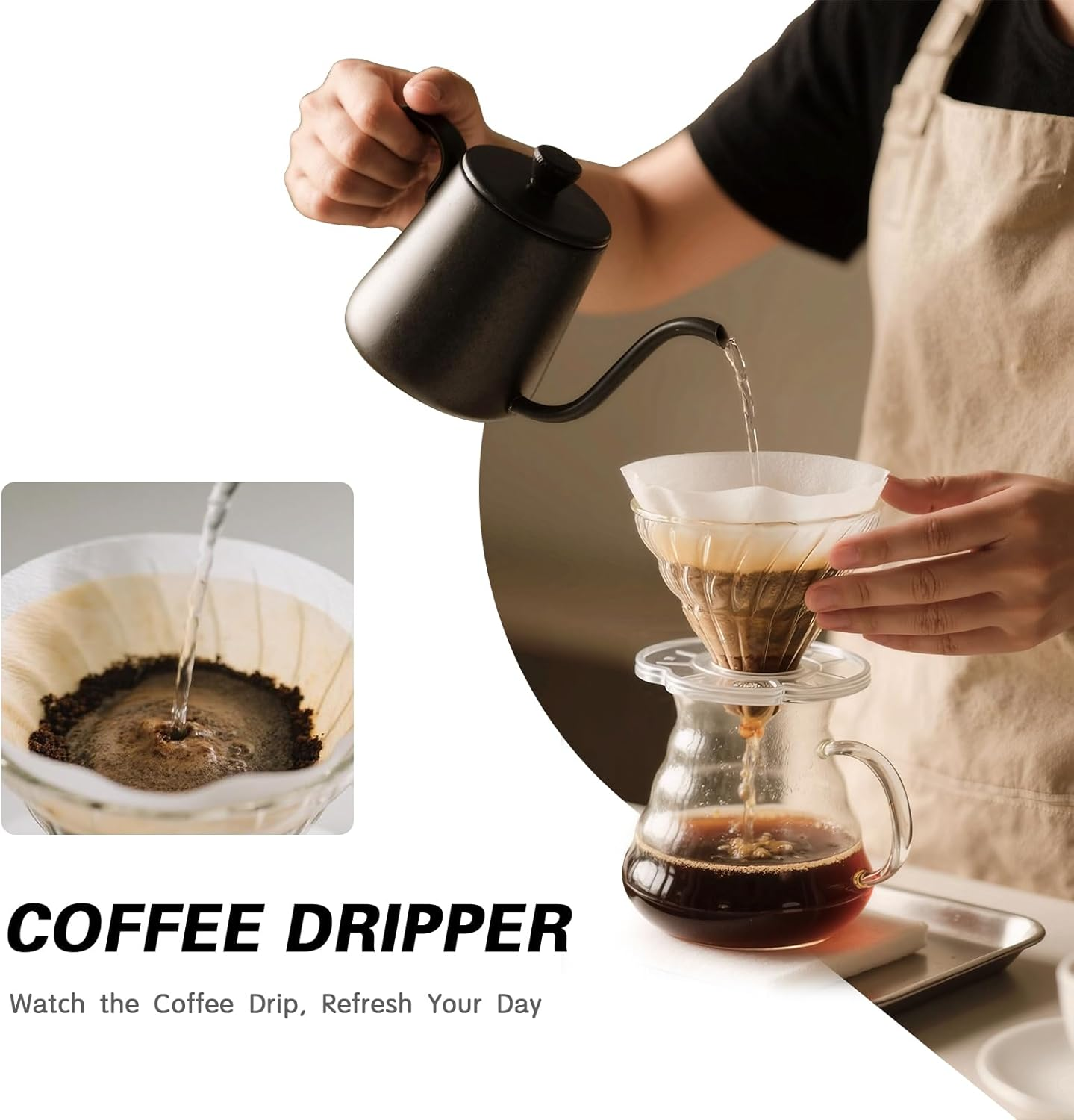 Direct V60 Coffee Dripper Size 02, 1-4 Cups, Clear, High Temperature Resistant Plastic Pour over Coffee Maker Coffee Filter Cup with Base, Slow Brewing Accessories for Home, Cafe, Travel image number 3