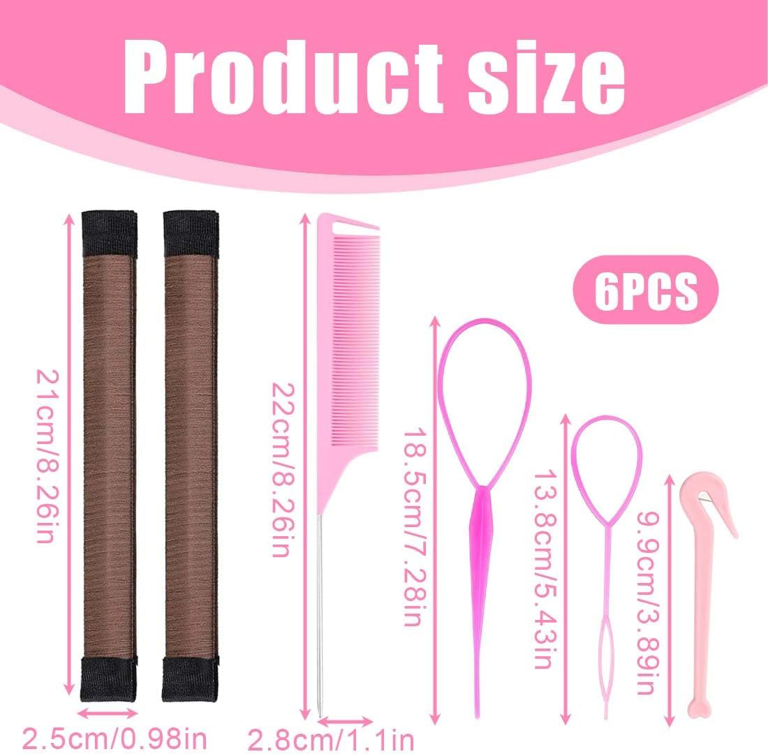 IKOPFLN 6 Pieces Hair Styling Set for Women Girls Hair Styling Tools Bun Maker Braiding Tools Accessories for Women and Girls DIY Hair Styling image number 3