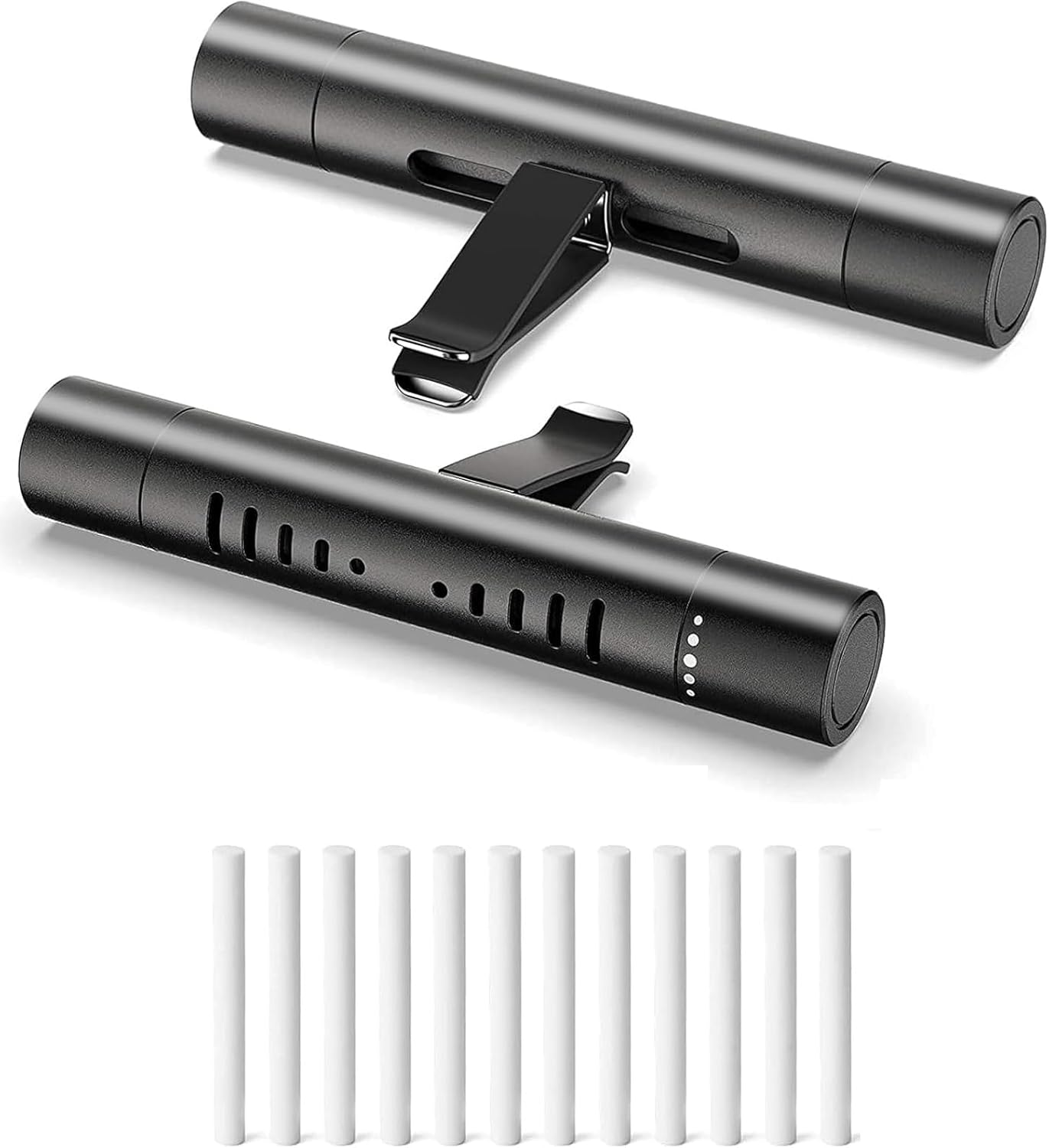 Liyquint 2 Packs Custom Cylindrical Car Vent Clip Essential Oil Diffuser with 12 Refill Sticks - Clip-On Aromatherapy for Car, Office, Home, Bathroom & Pet Houses(Black) image number 3
