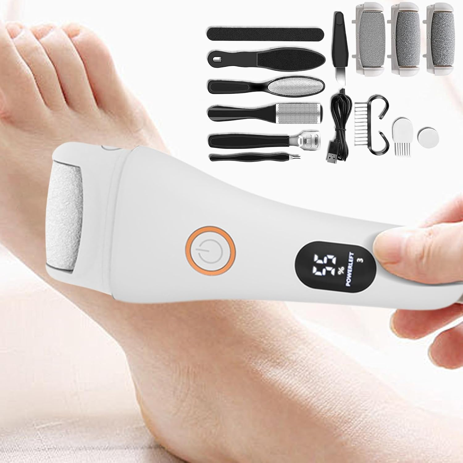 Electric Foot File, Electric Foot File Callus Remover, Rechargeable Cordless Portable Grinder Shaver Sander for Pedicure, Home, Bath, Spa, Salon - Black image number 5