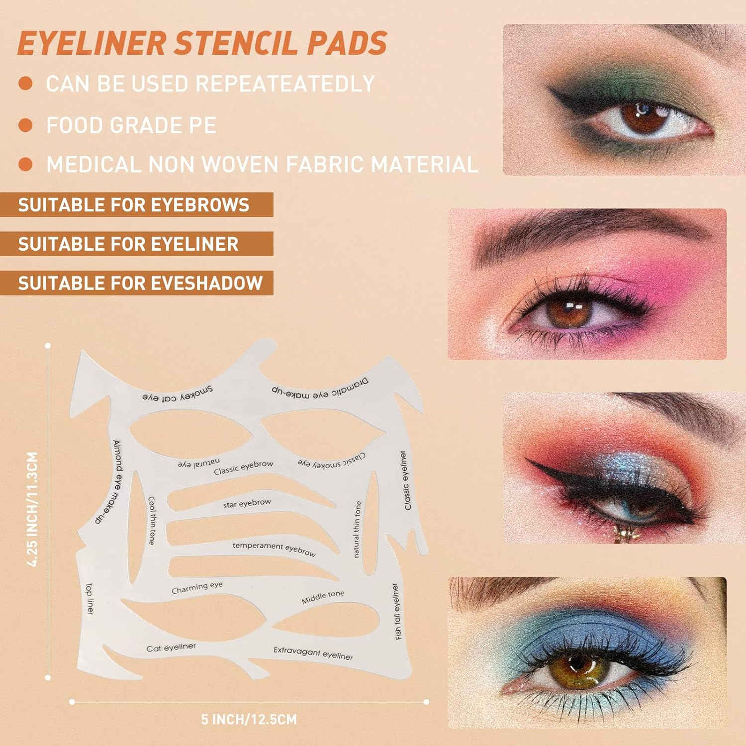 Quick Make-Up Stencils Eyeliner Molds a Makeup Tool with a Variety of Shapes Eyeliner Stencil Pads Eyeshadow Applicators Eyeliner Template image number 5
