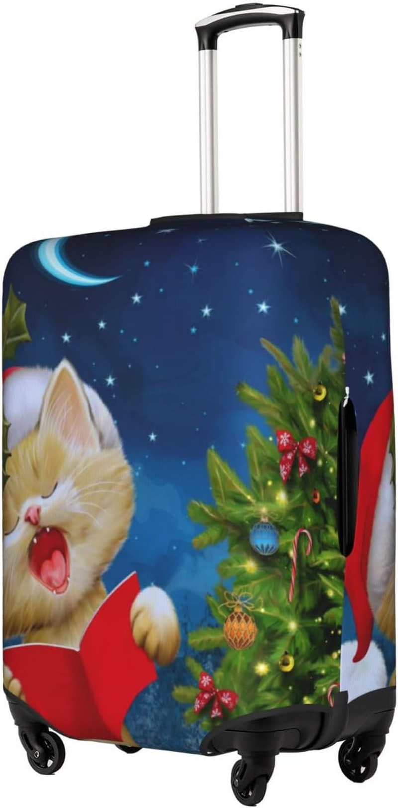 Obabo Serene Coastal Travel Luggage Cover,Washable Suitcase Cover Protector Anti-Scratch Suitcase Cover Fits 18-32 In, Cute Cat Sing Christmas Carols, S image number 3