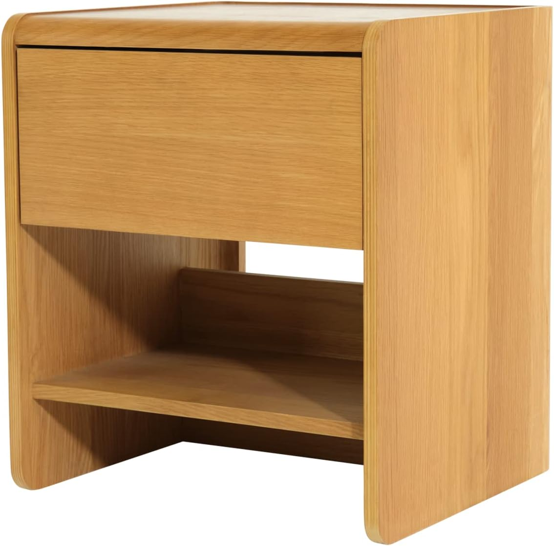 Koala Bedside Table with Cable Management System/End Table, Nightstand Small Storage Dresser for Bedroom/Oak Veneer, Iced Coffee image number 4