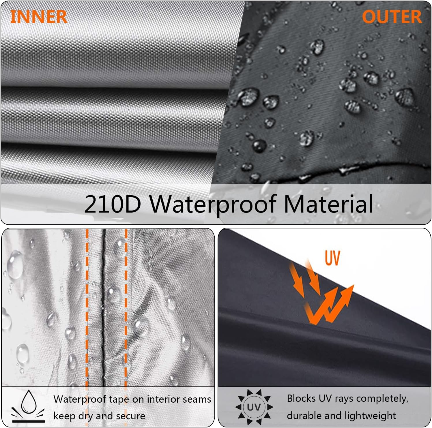 GERZHIUBN Bike Cover, Waterproof Bicycle Cover, 210T anti Dust UV Protection with Lock Holes & Storage Bag Fits for Most Bikes up to 29",M image number 4