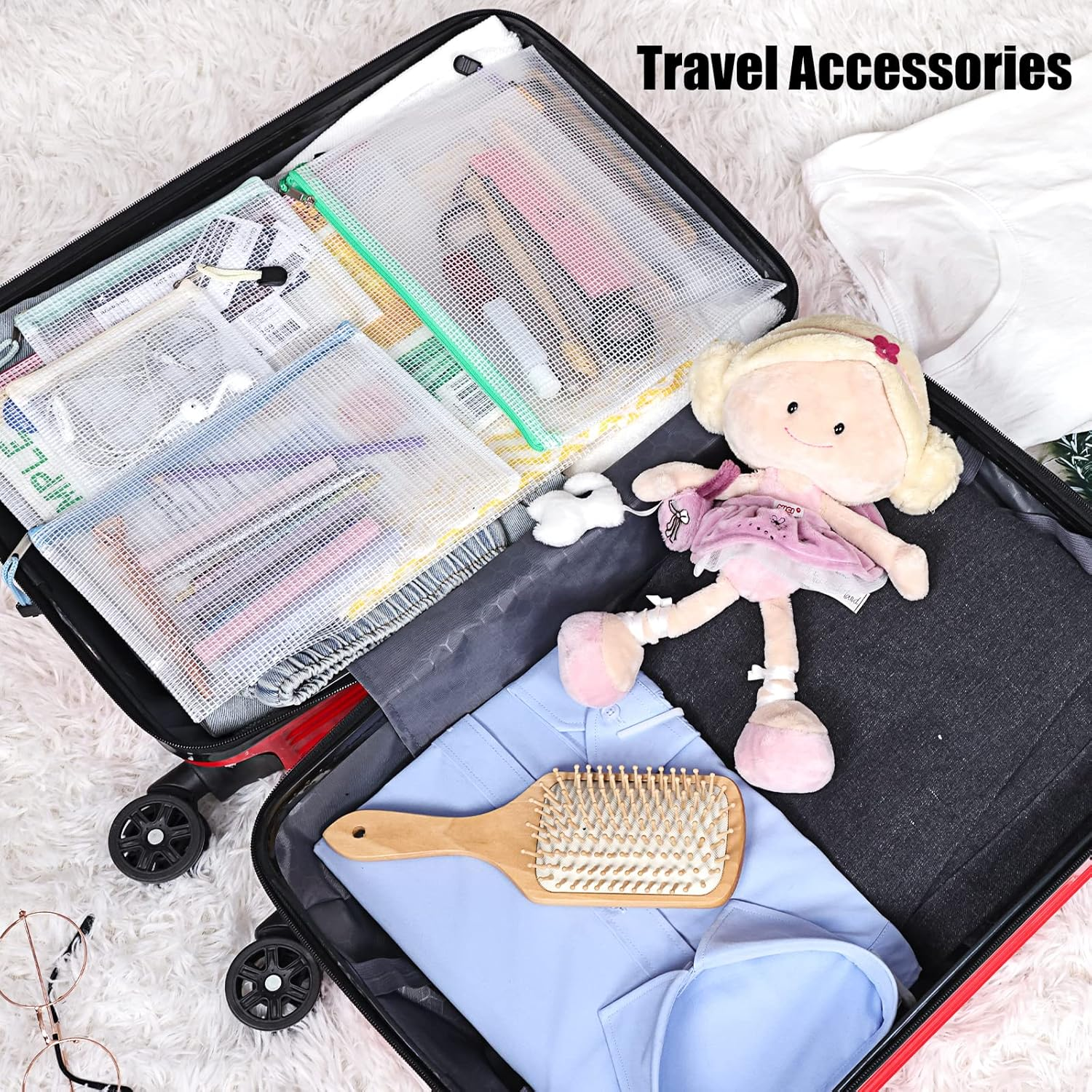 EOOUT 32Pcs 8 Sizes Mesh Zipper Pouch, Waterproof Mesh Bags with Zipper, 16 Colors Travel Pouches, for Board Games Toys Storage, Travel Accessories, Documents Cosmetics School Office Supplies image number 4