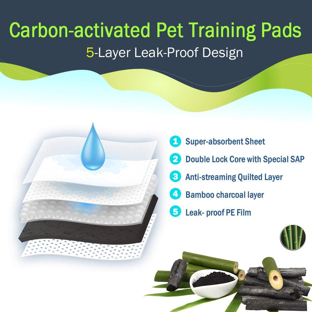 Dono Pet Training Pads Carbon Puppy Pee Wee Toilet Trainer Pads Super Absorbent Deodorizing Heavy Duty Dog Pads Medium 50-Count image number 2