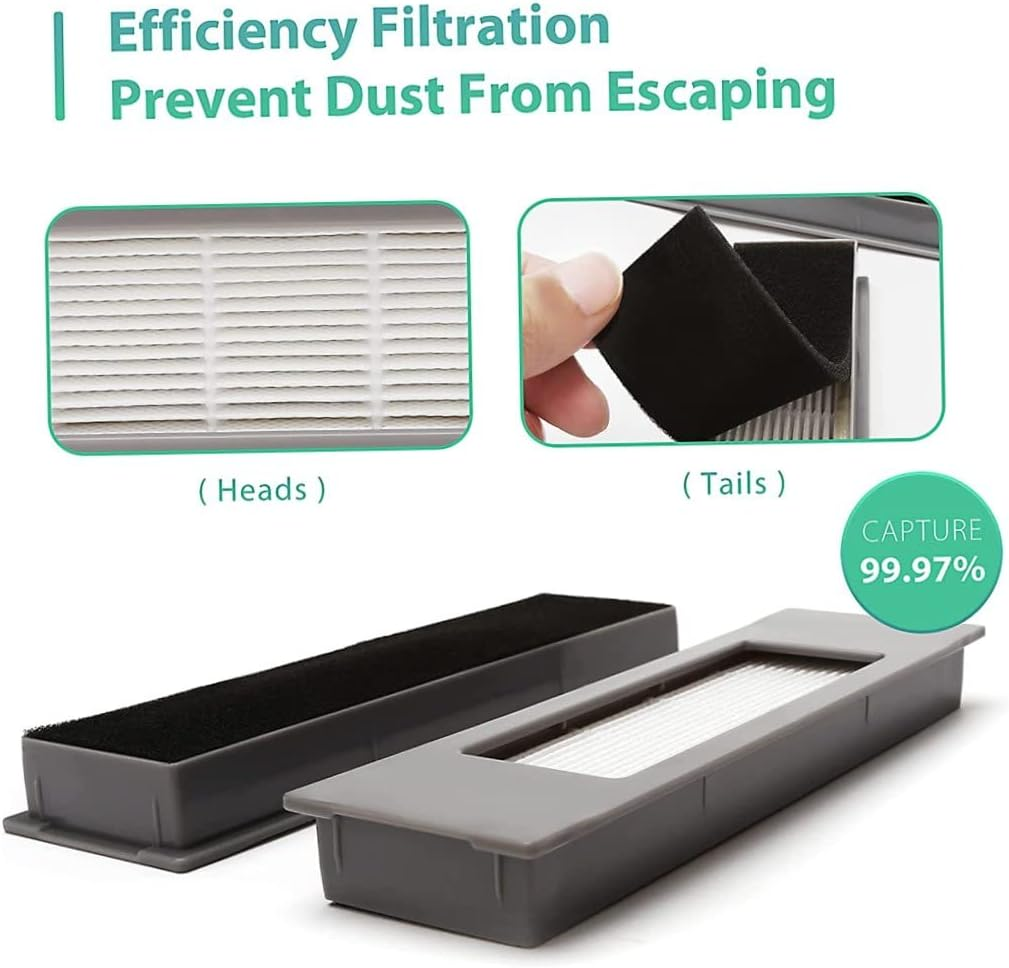 Replacement Parts Compatible with Ecovacs Deebot OZMO T9 T8 T8 Max T8 AIVI T5 N8 N5 Series Robot Vacuum Including 2 Main Roller Brushes, 6 Filters, 6 Side Brushes Roller Brush image number 2