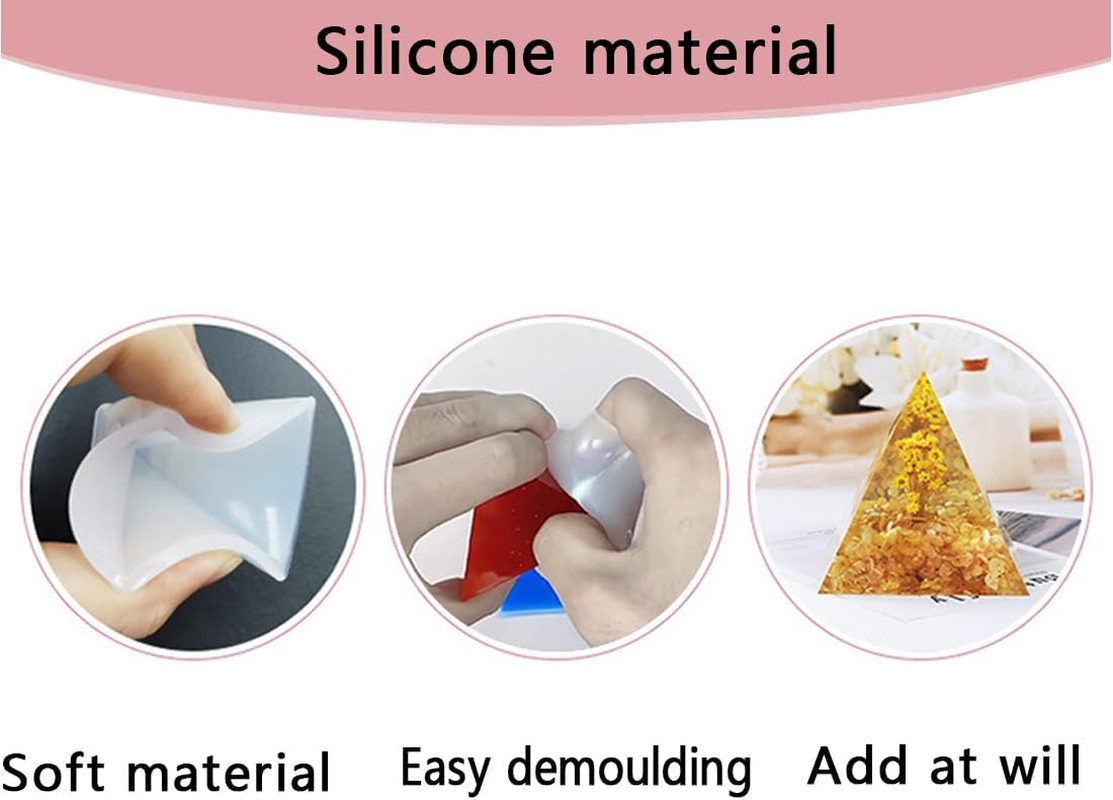 5Pcs Pyramid Silicone Moulds for Resin 3D Pyramid Resin Moulds Silicone Epoxy Molds for DIY Art Craft Making Jewelry Ornaments Homer Decor image number 2
