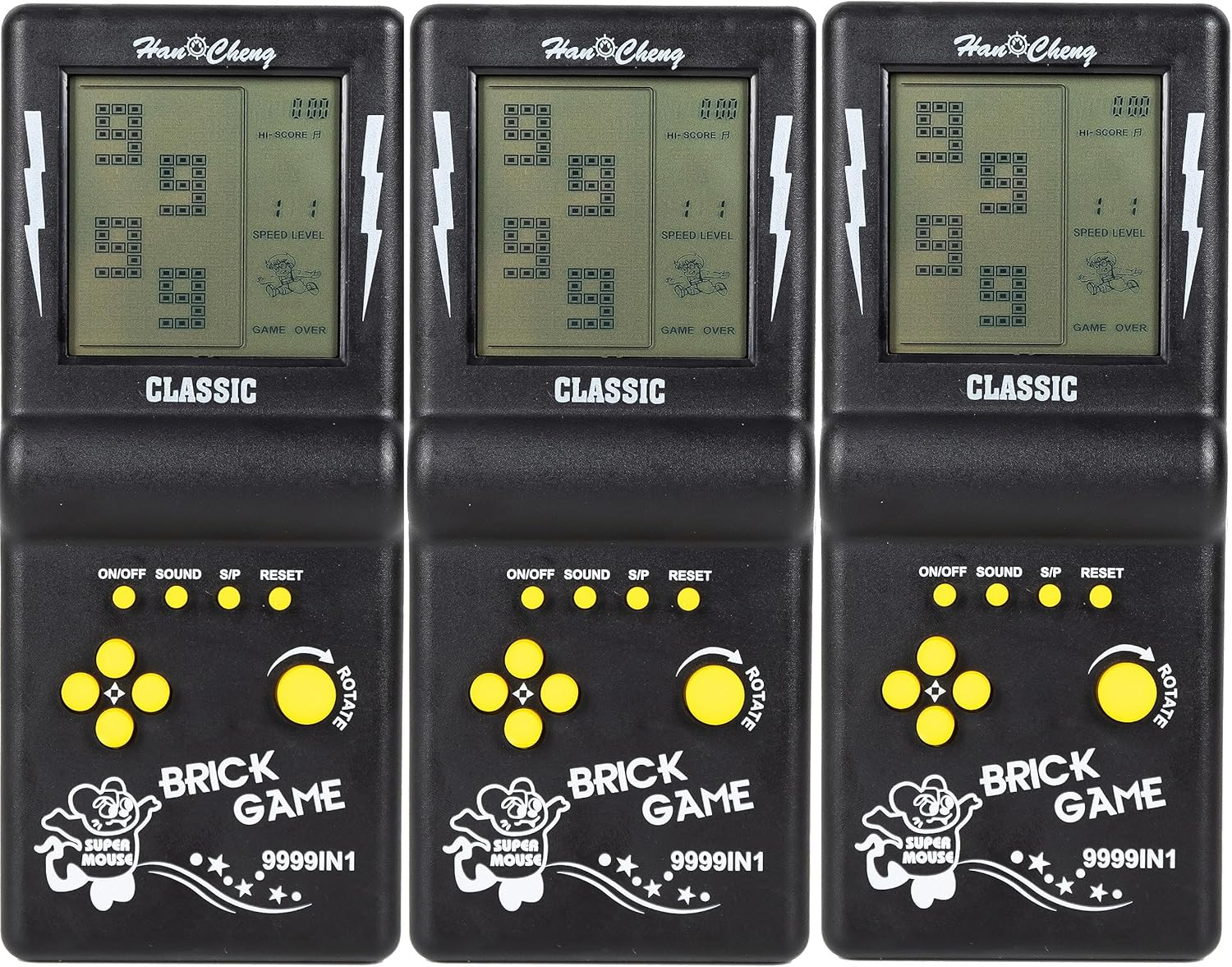 Handheld Brick Game Console,3.5-Inch Large Screen Back to School Black Handheld Building Block Game,Tank Racing Electronic Game,Build in 23 Classic Games for Adults or Kids (3 Pcs Tetri) image number 6