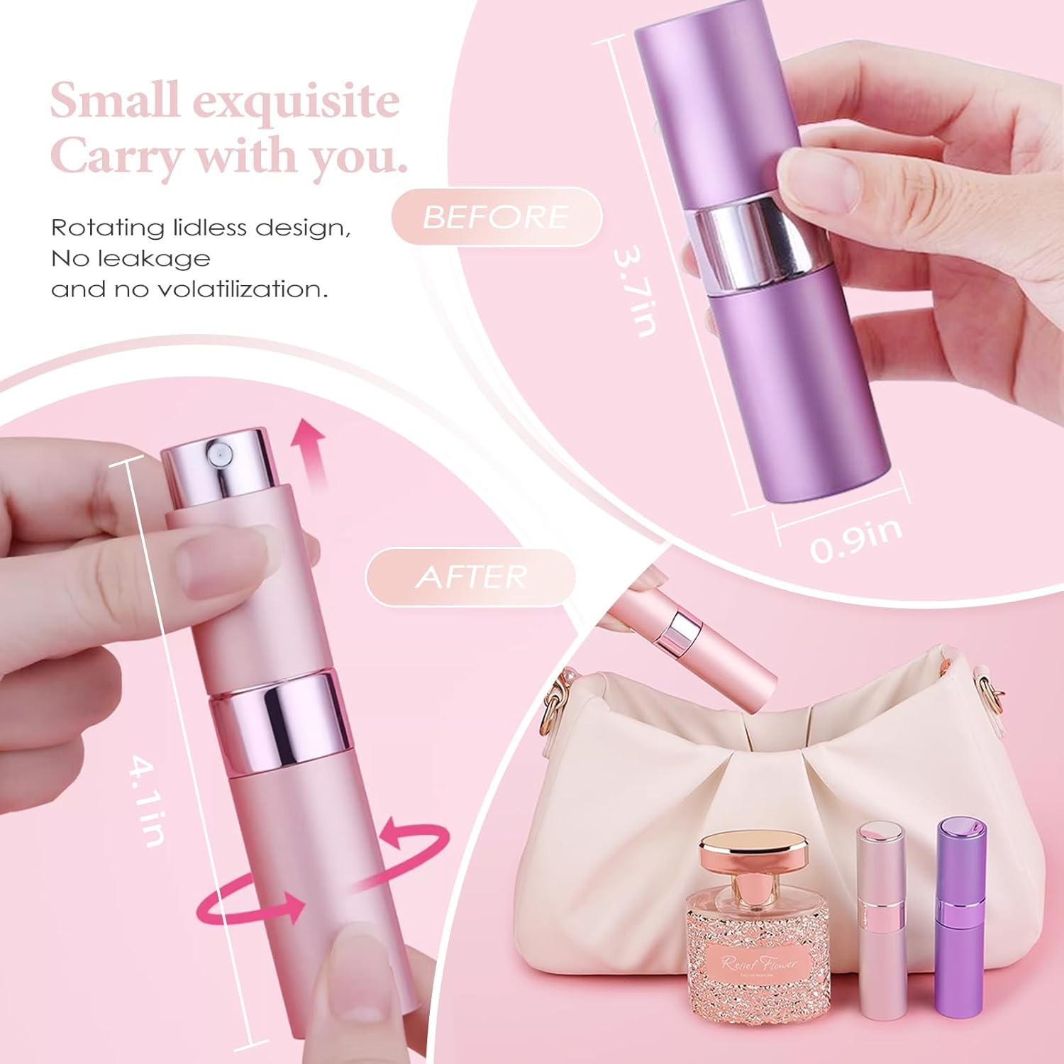 Travel Perfume Atomizer Refillable 8Ml (5 PCS), Travel Cologne Sprayer Mini, Perfume Bottle Empty Small (5 Colors) image number 2