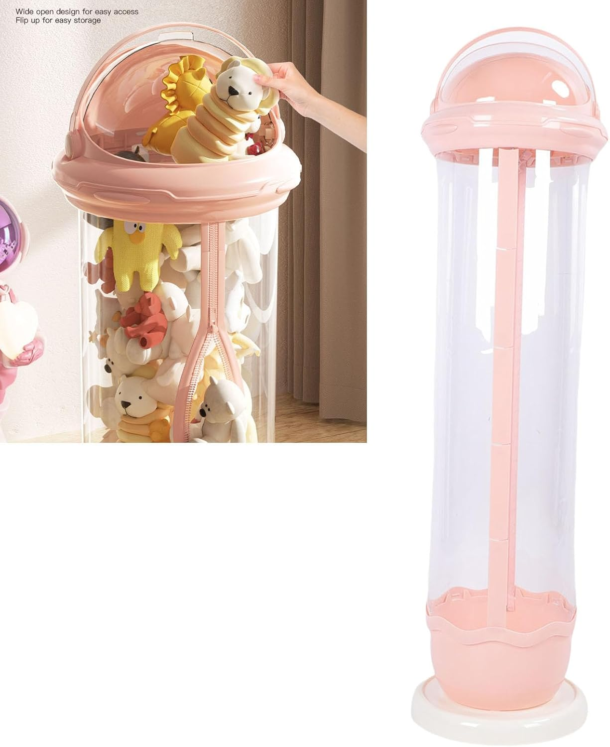 Clear Storage Bin with Zipper for Plush Toys and Dolls, High Capacity