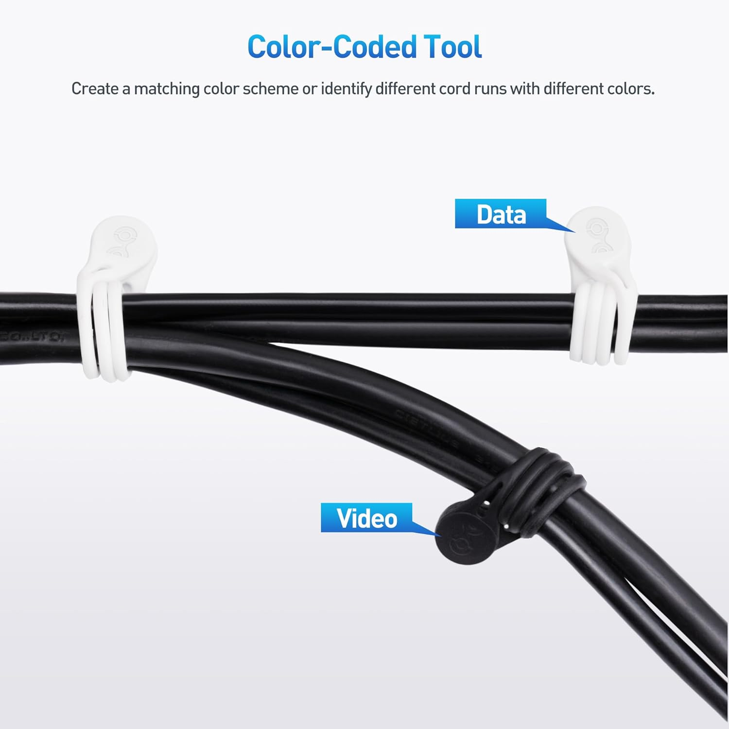 Cable Matters 20-Pack Silicone Magnetic Cable Ties (Magnetic Cord Ties, Magnetic Zip Ties/Cord Organizer) in Black and White image number 3