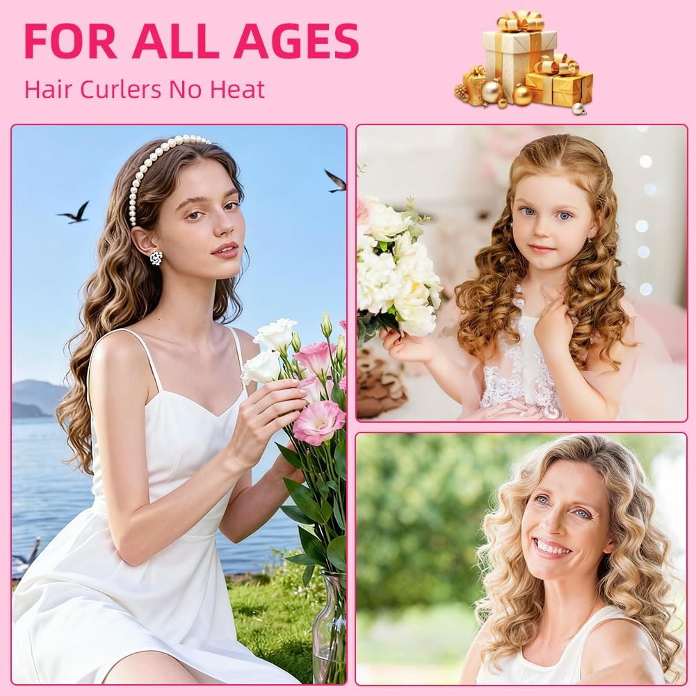 AOOWU Overnight Curlers, 9 Pieces Velvet Heatless Overnight Curls with Headband Curls Band for Sleeping, Band Curls without Heat, 70 Inch Hair Rollers DIY for Long Medium Hair, Leopard Print image number 1