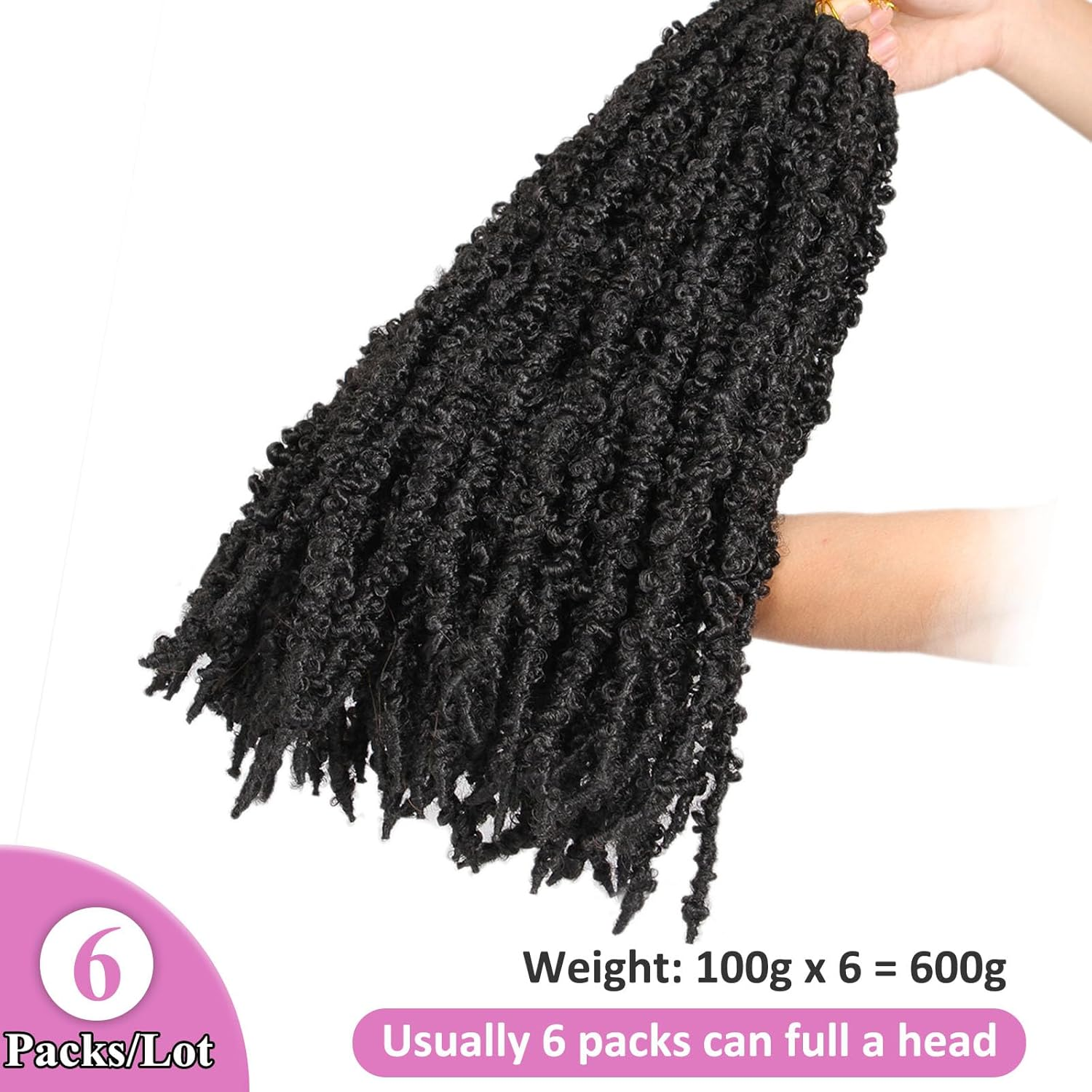 Samtress Long Distressed Locs Crochet Braids 30 Inch Black Butterfly Faux Locs Crochet Hair 6 Packs Pre Looped Soft Locs Crochet Braids Hair Extensions for Women (#1B) image number 1
