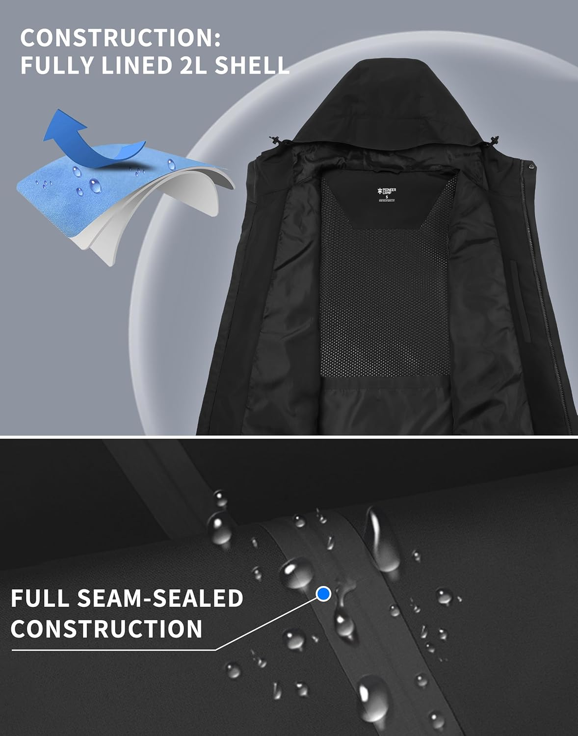 Pioneer Camp Mens Full Zip Polar Fleece Jacket Lightweight Antistatic Fall Winter Coat Windproof Outwear with Zipper Pocket, Black, Large image number 3