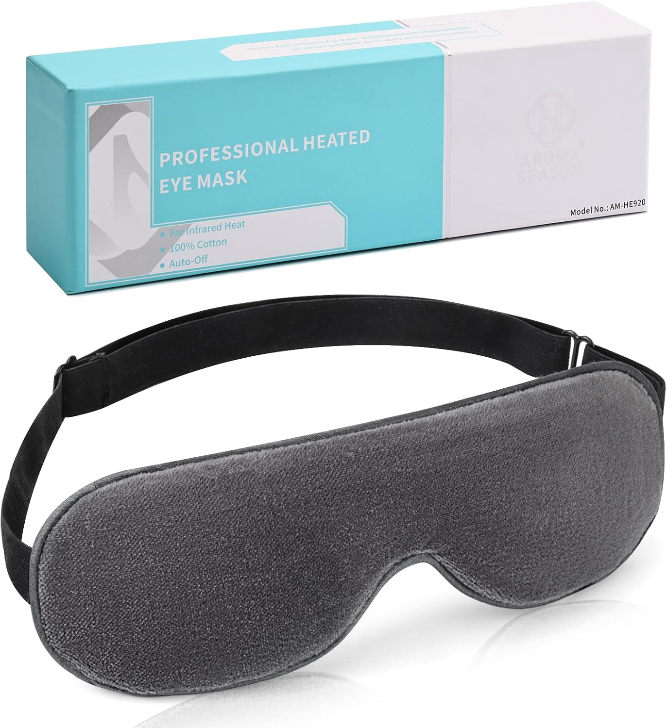 Aroma Season Heated Eye Mask, Warm Eye Compress, 4 Heat Levels USB Eye Mask Heated, Washable Gifts for Family and Friends, Travel(Gray) image number 1