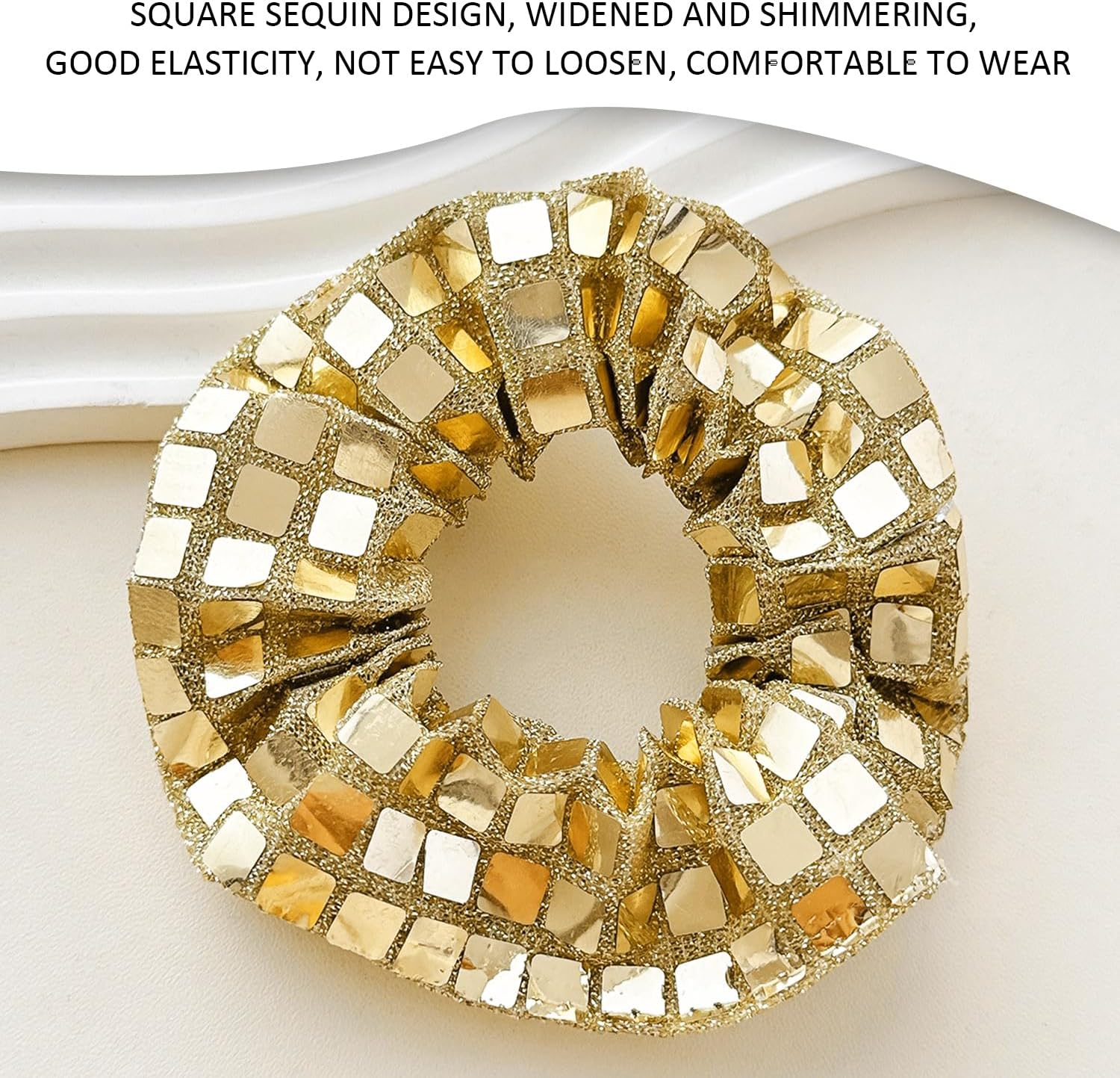 6 Pieces Sequin Hair Bobbles Glitter Hair Accessories for Women Ponytail Hair Bobbles Fashion Elastic Hair Bobbles Holiday Party Hairstyle Decoration image number 2