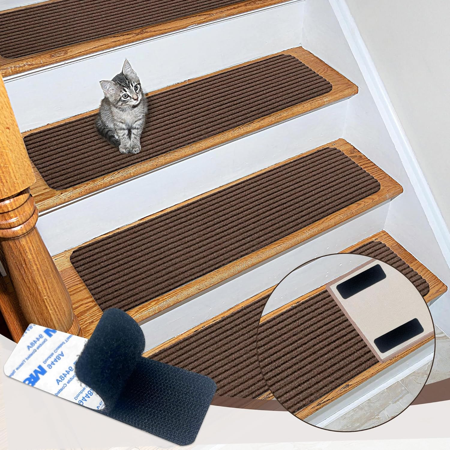 Hook and Loop round Edge Strength Sticky Back Fastener | 5 X 10 Cm 12 Sets | Interlocking Tape Mounting Tape for Carpet, Couch Cushions, Pedal Board - Black