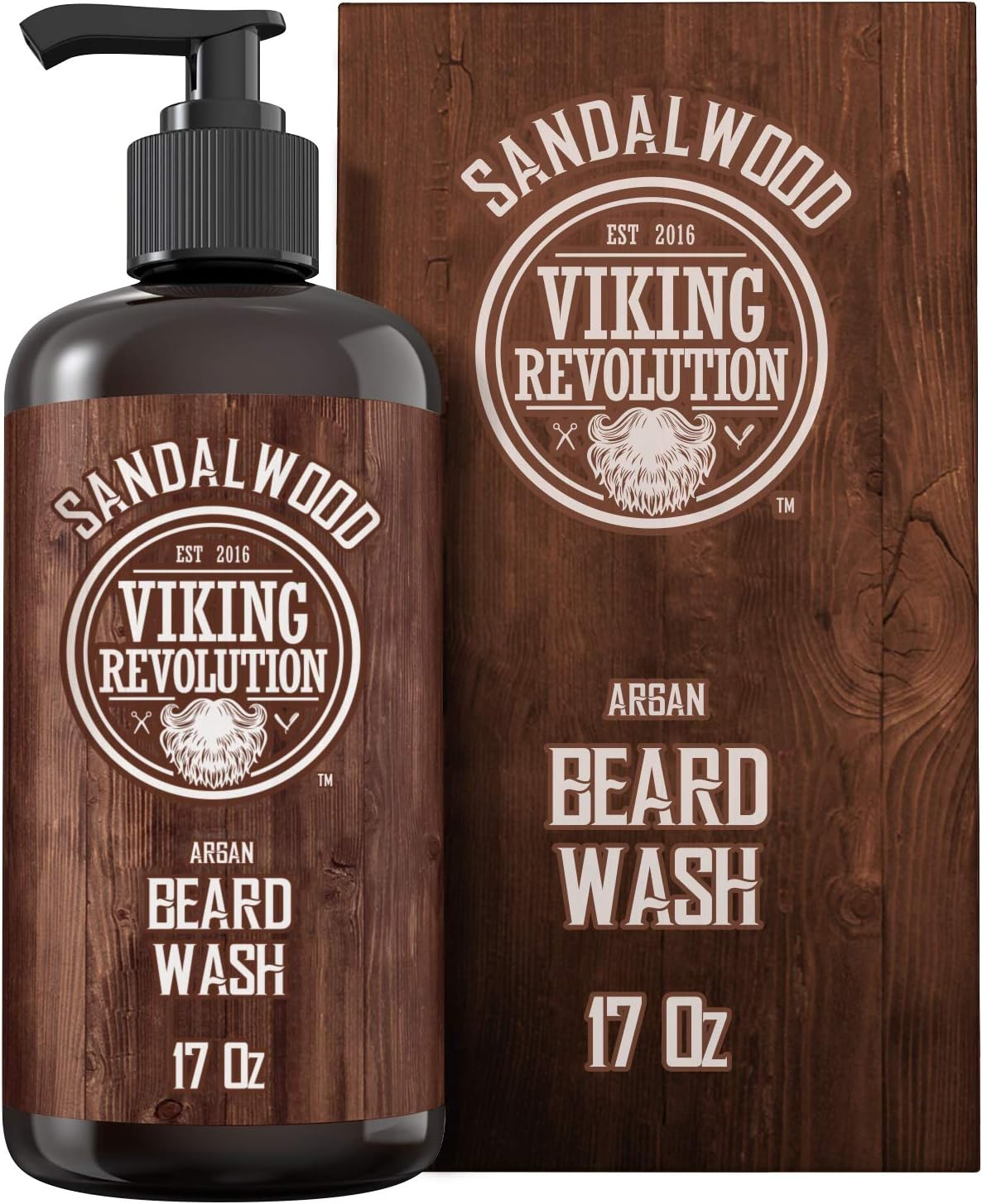 Viking Revolution Beard Wash Shampoo W/Argan & Jojoba Oils - Softens & Strengthens - Sandalwood Scent - 17 Oz Shampoo image number 2