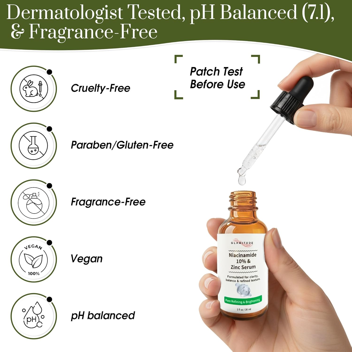 GLAMITUDE Niacinamide 10% & Zinc Serum &ndash; Pore Refining & Brightening Face Serum for Oily Skin, Uneven Tone & Dark Spots &ndash; Lightweight Daily Skincare Treatment &ndash; 30Ml image number 3