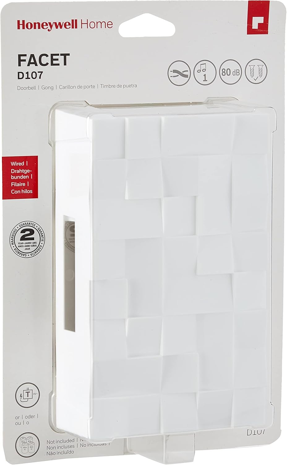 Honeywell Home D107 8V Facet 2 Note Doorbell, White image number 3