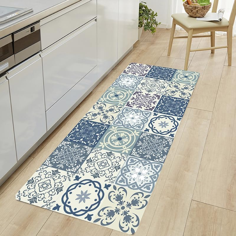 Non-Slip Absorbent Kitchen Floor Mat for Standing, Soft Black Kitchen Runner Rug, Kitchen Floor Mats for Front of Sink, Laundry Room, Hallway (Mint Green, 50Cm X 80Cm + 50Cm X 120Cm) image number 5